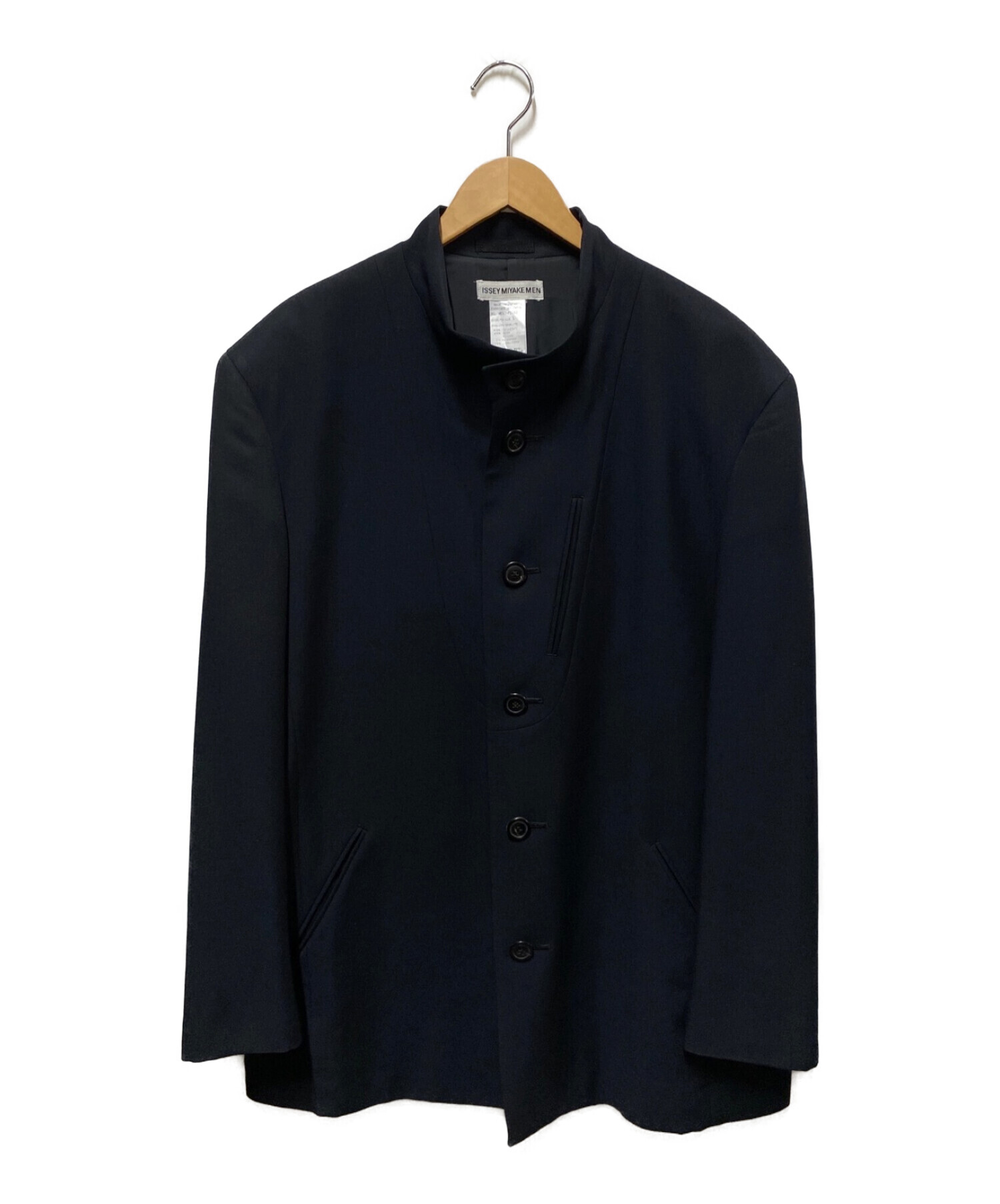 ISSEY MIYAKE MEN (イッセイミヤケメン) スタンドカラーロングジャケット ブラック サイズ:L