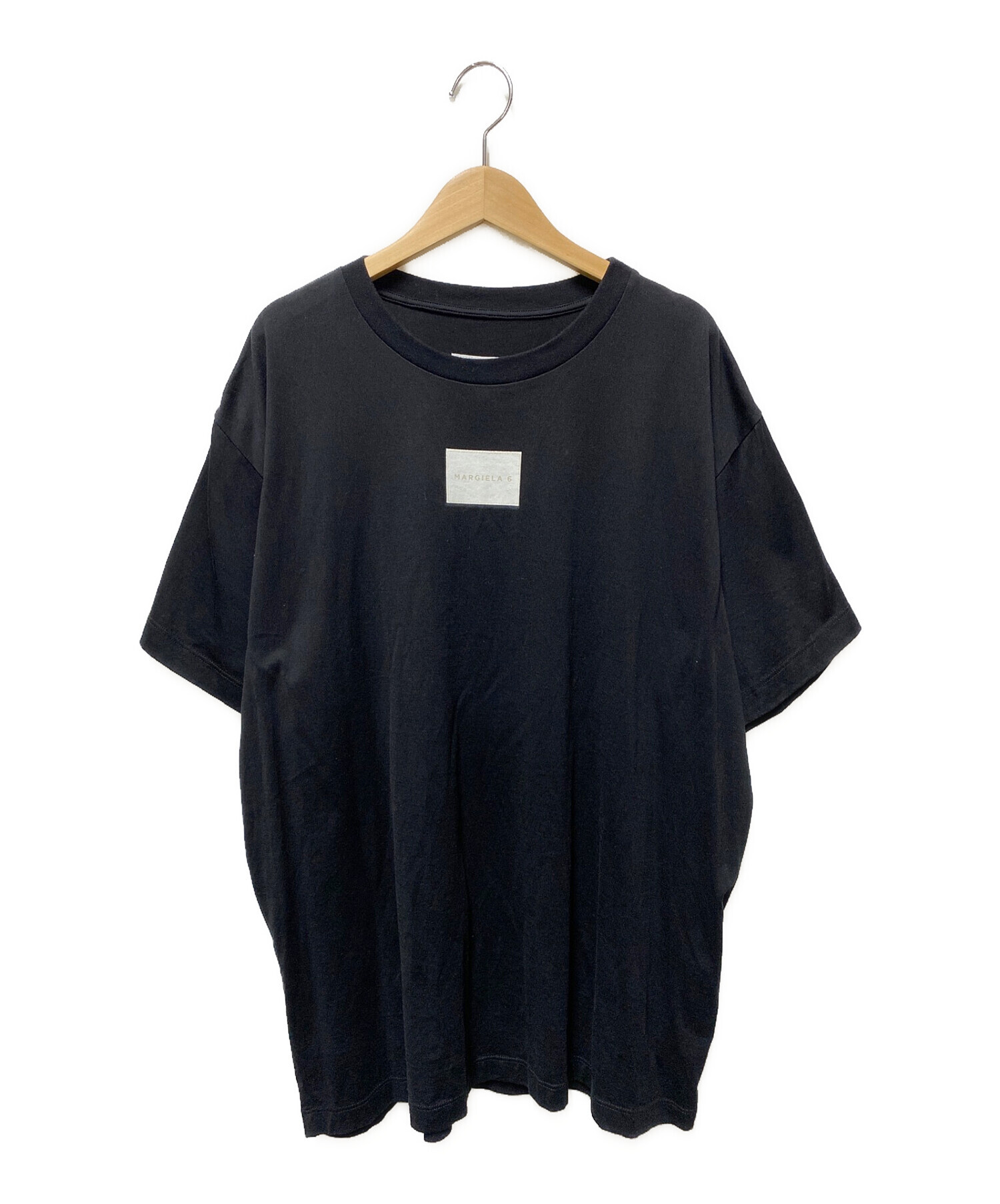MM6 Maison Margiela (エムエムシックス メゾンマルジェラ) 22SS ロゴプリントオーバーサイズTシャツ ブラック サイズ:S