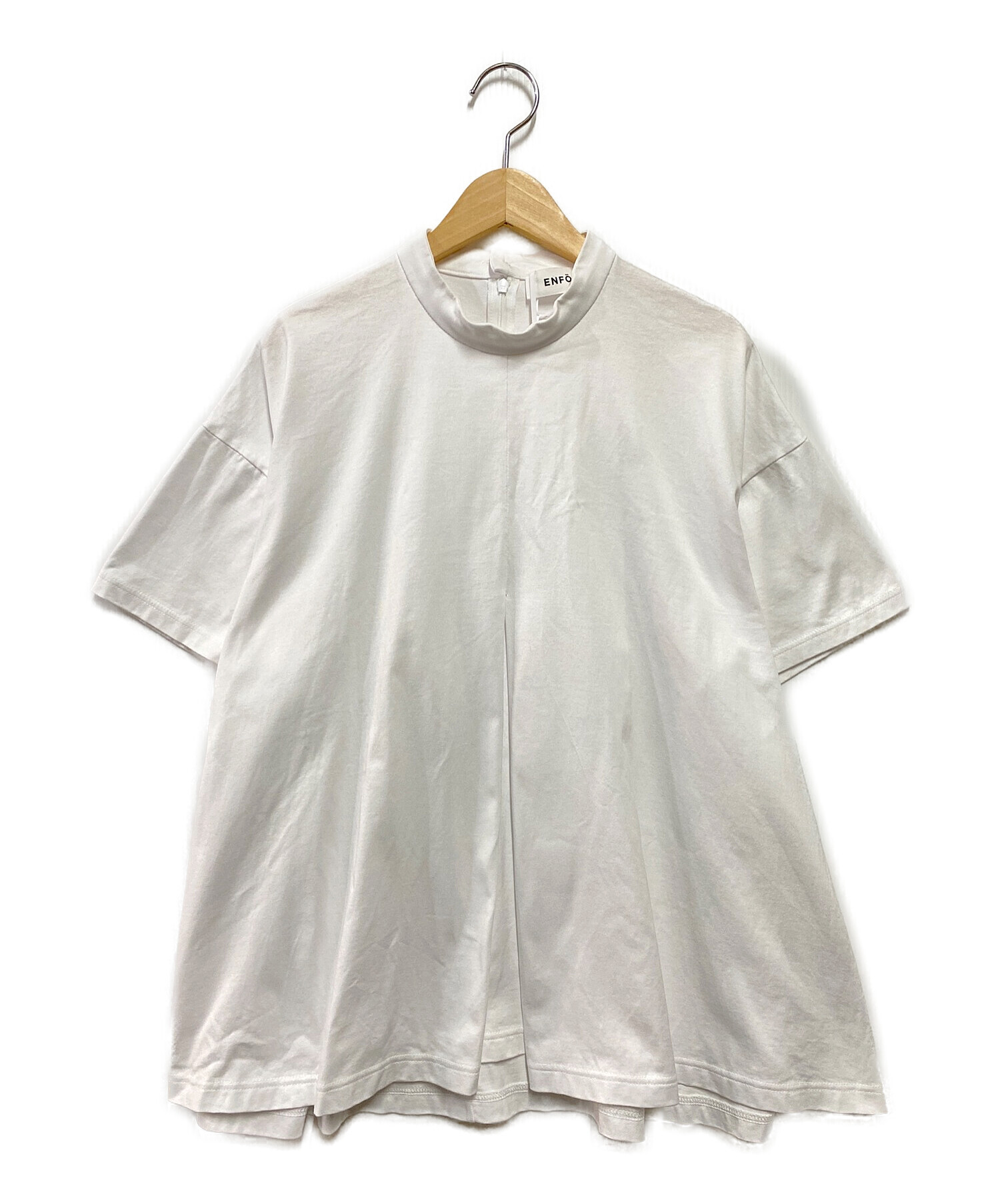 ENFOLD (エンフォルド) シルケット天竺RaffleヘムTシャツ ホワイト サイズ:38 未使用品