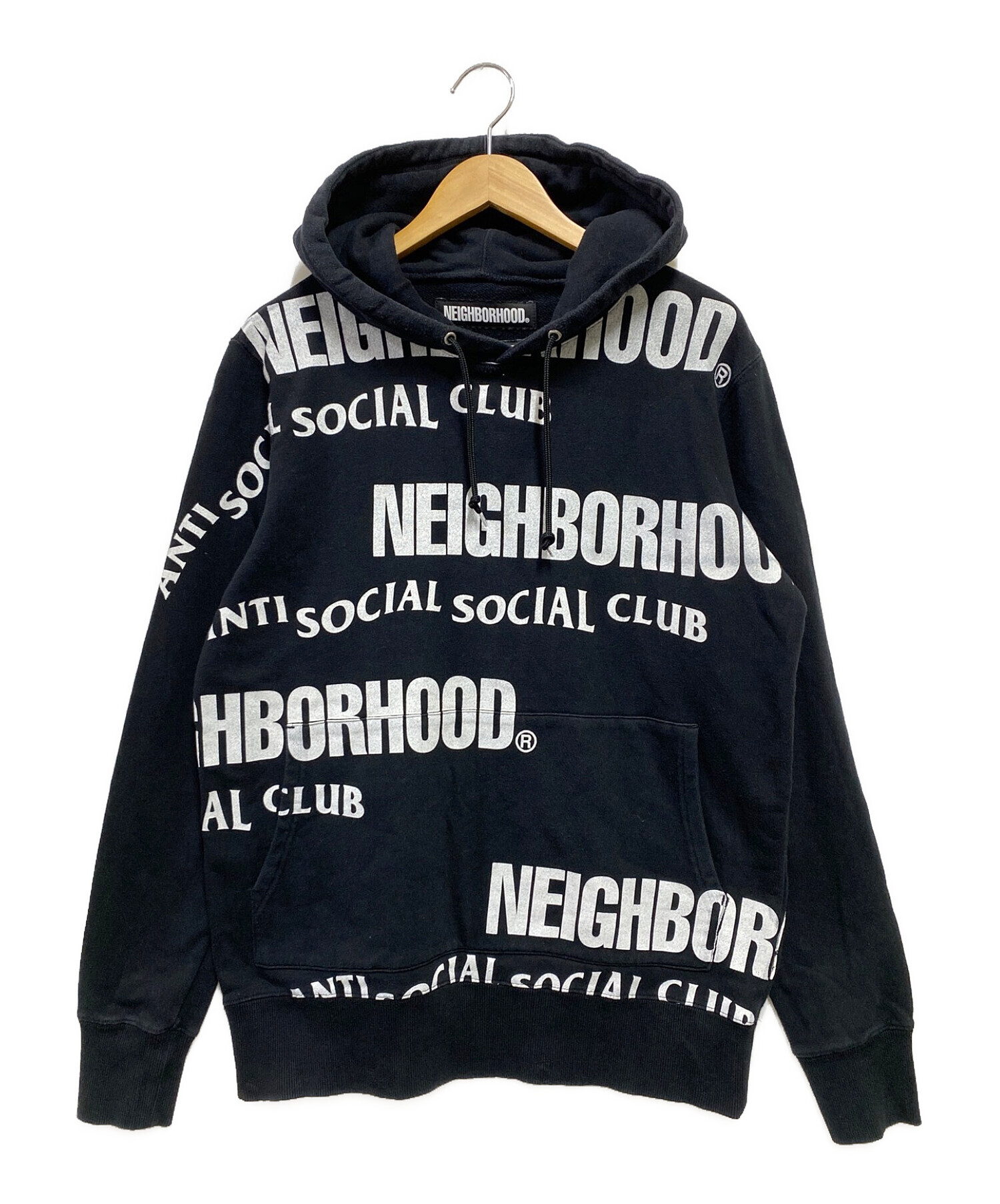 NEIGHBORHOOD (ネイバーフッド) anti social social CLUB (アンチソーシャルソーシャルクラブ)  プルオーバーパーカー ブラック サイズ:S