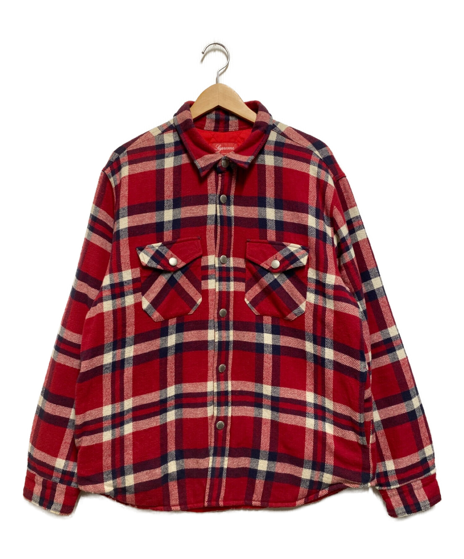 Supreme Quilted Flannel Shirt Red M