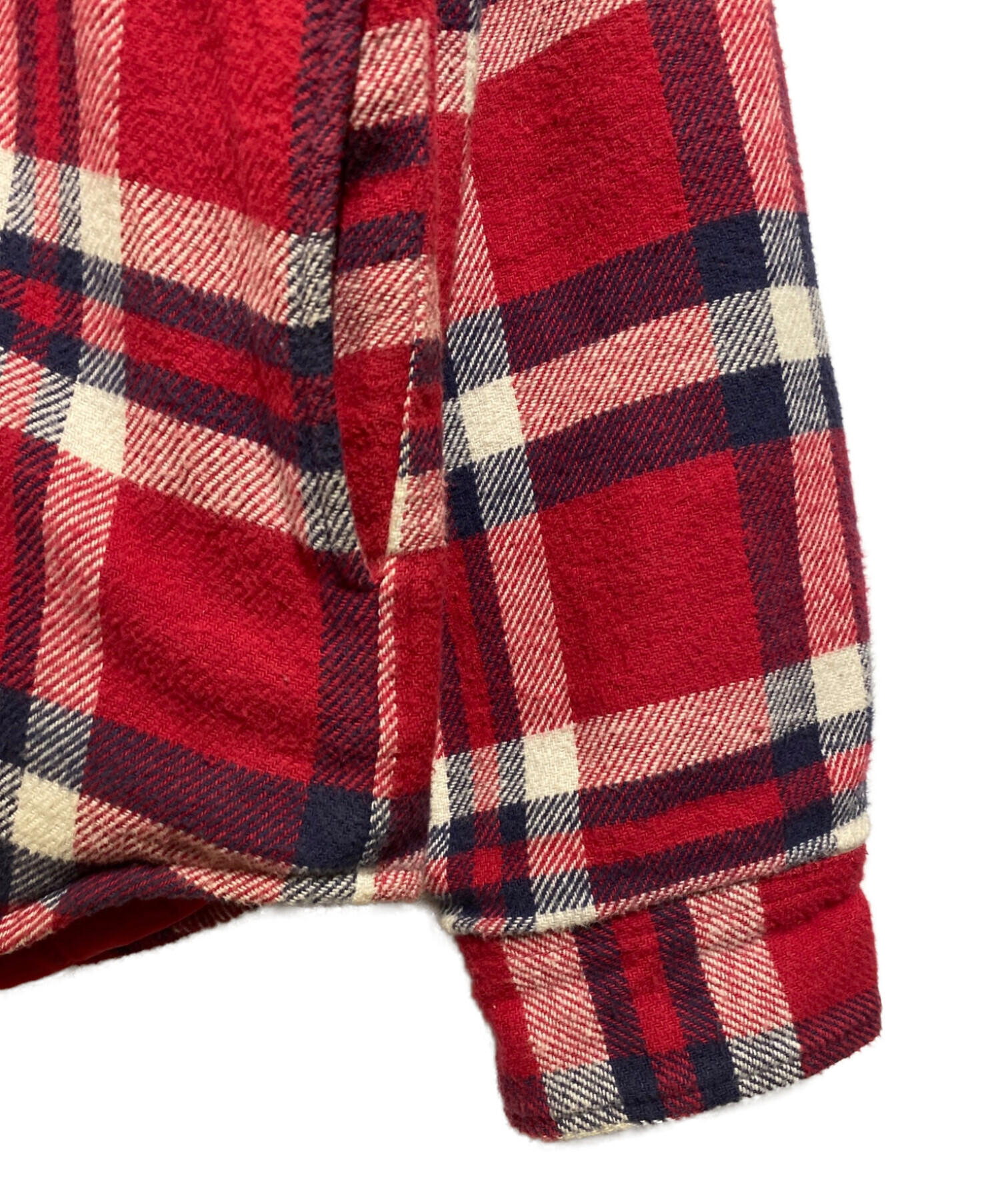 SUPREME (シュプリーム) Quilted Arc Logo Flannel Shirt レッド サイズ:L