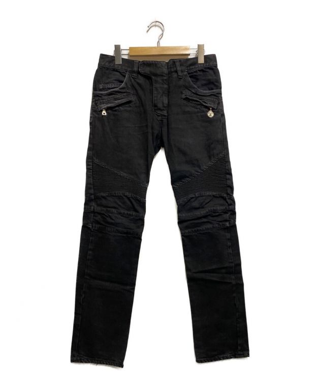 中古・古着通販】BALMAIN (バルマン) バイカーデニムパンツ ブラック  