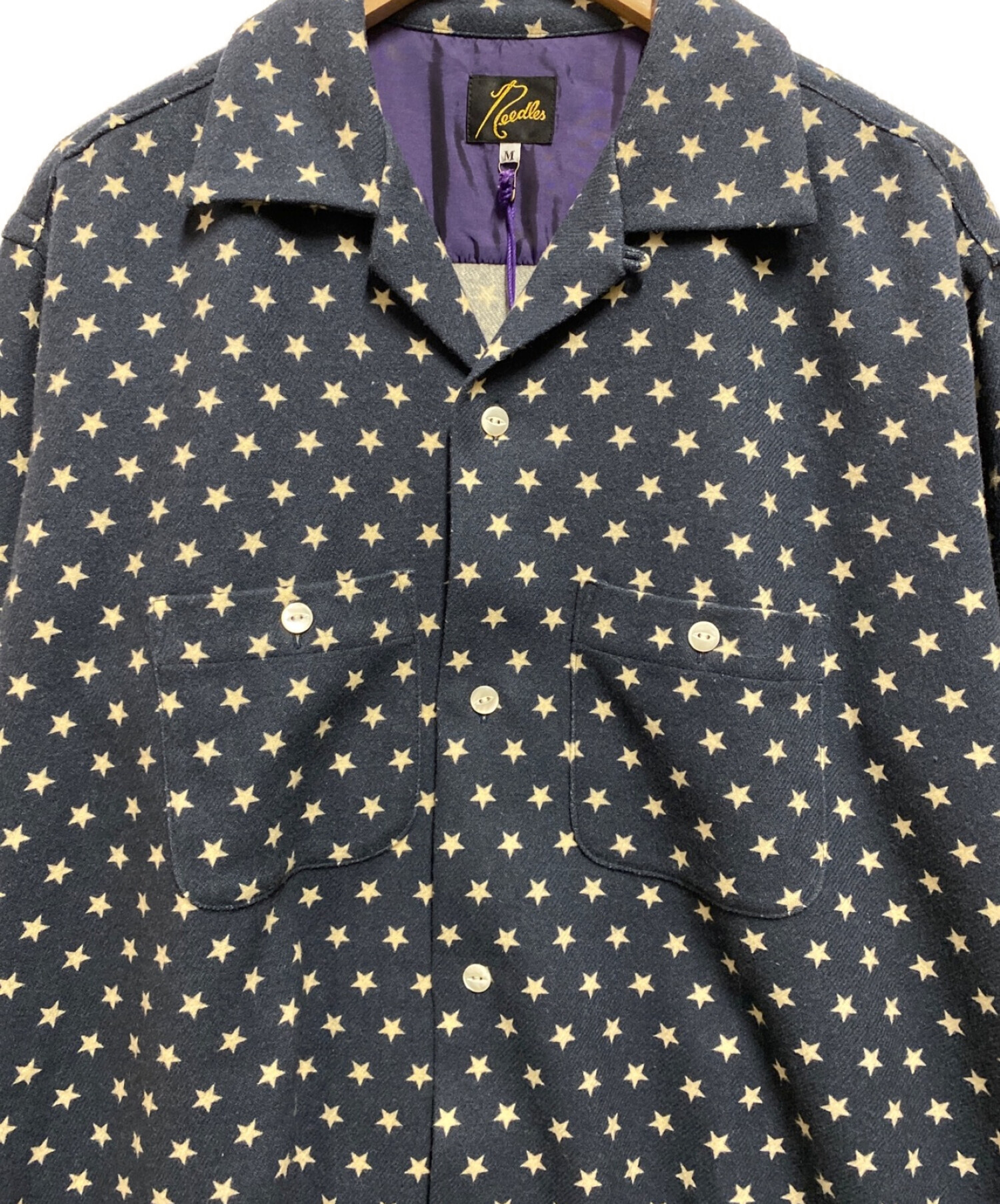 NEEDLES オープンカラーシャツ紺M