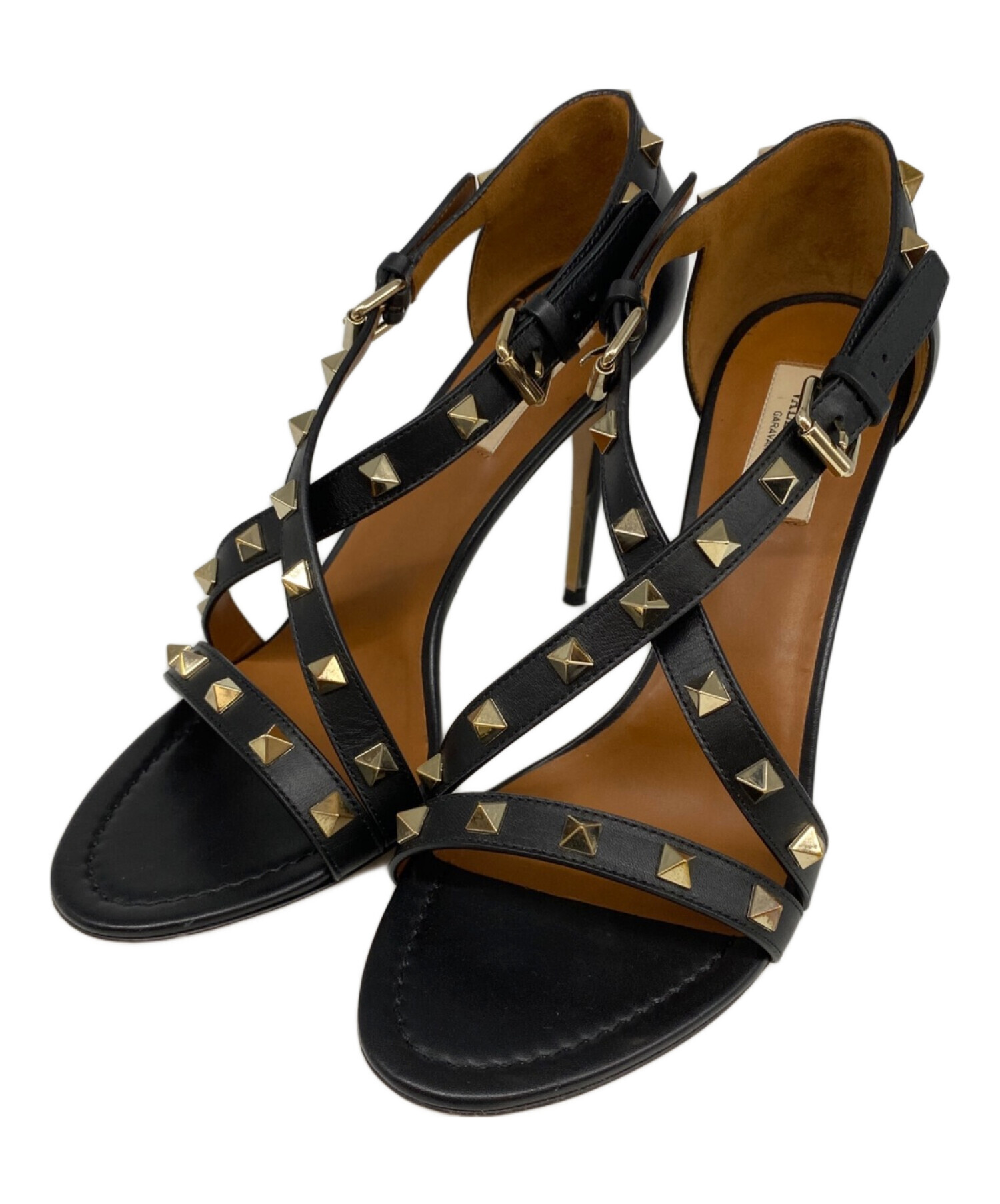 VALENTINO ロックスタッズサンダル ブラック 23.5cm 靴