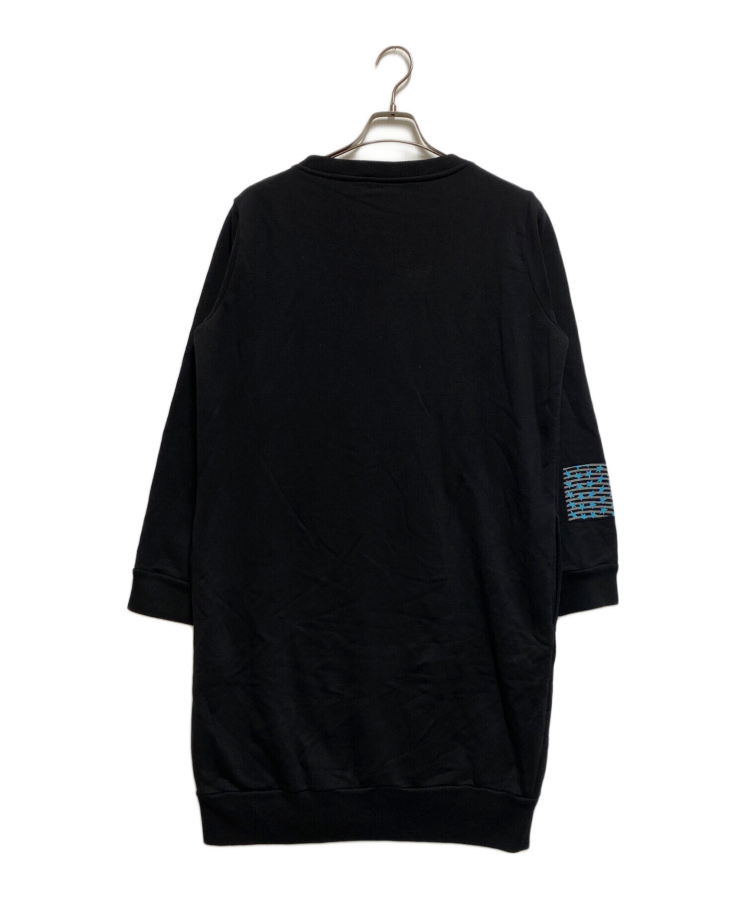 442【美品】DIESEL ディーゼル 本革 切替スウェットワンピース 黒 M