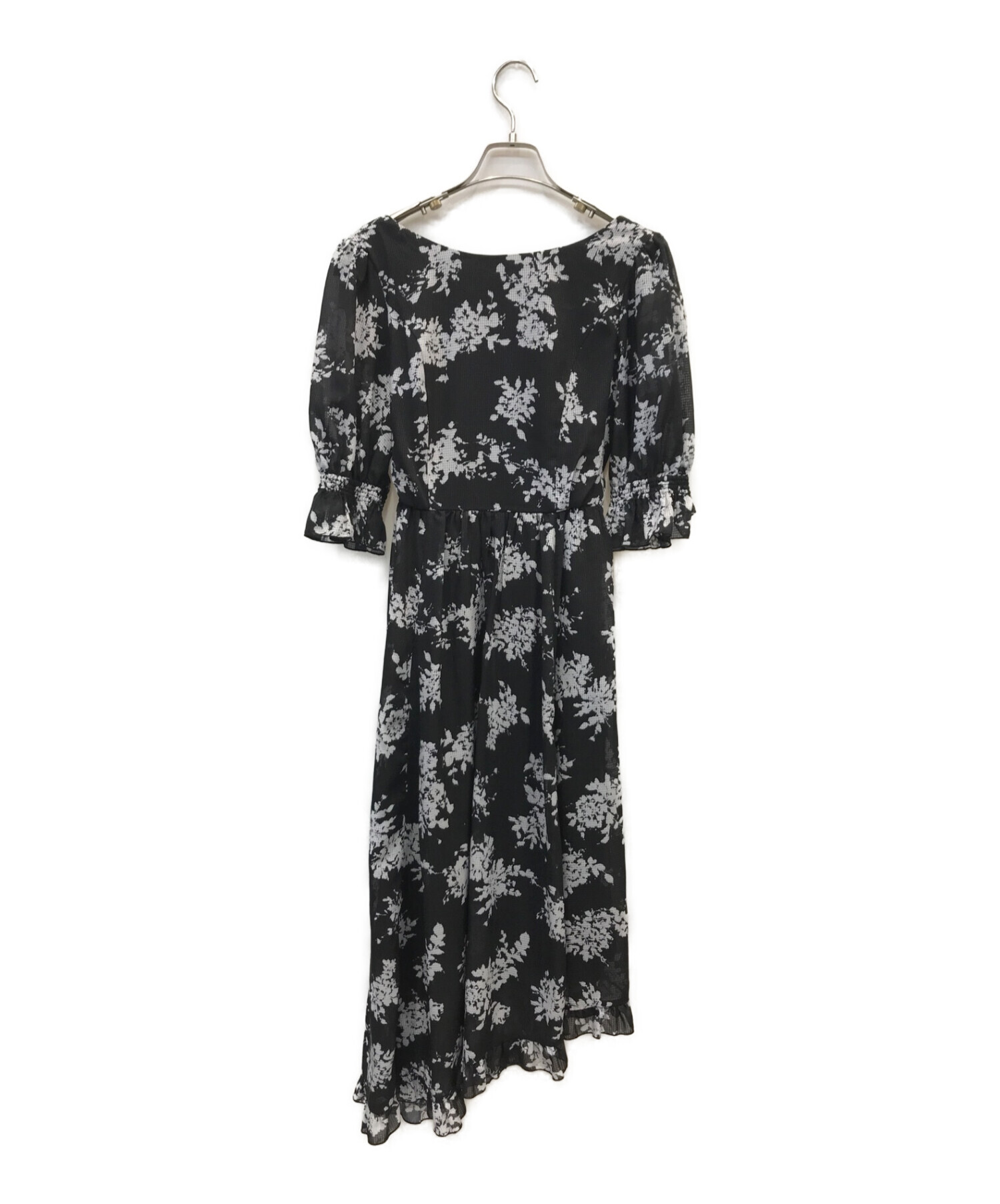 HER LIP TO (ハーリップトゥ) Asymmetrical Floral Dress / フラワープリントワンピース ブラック サイズ:s