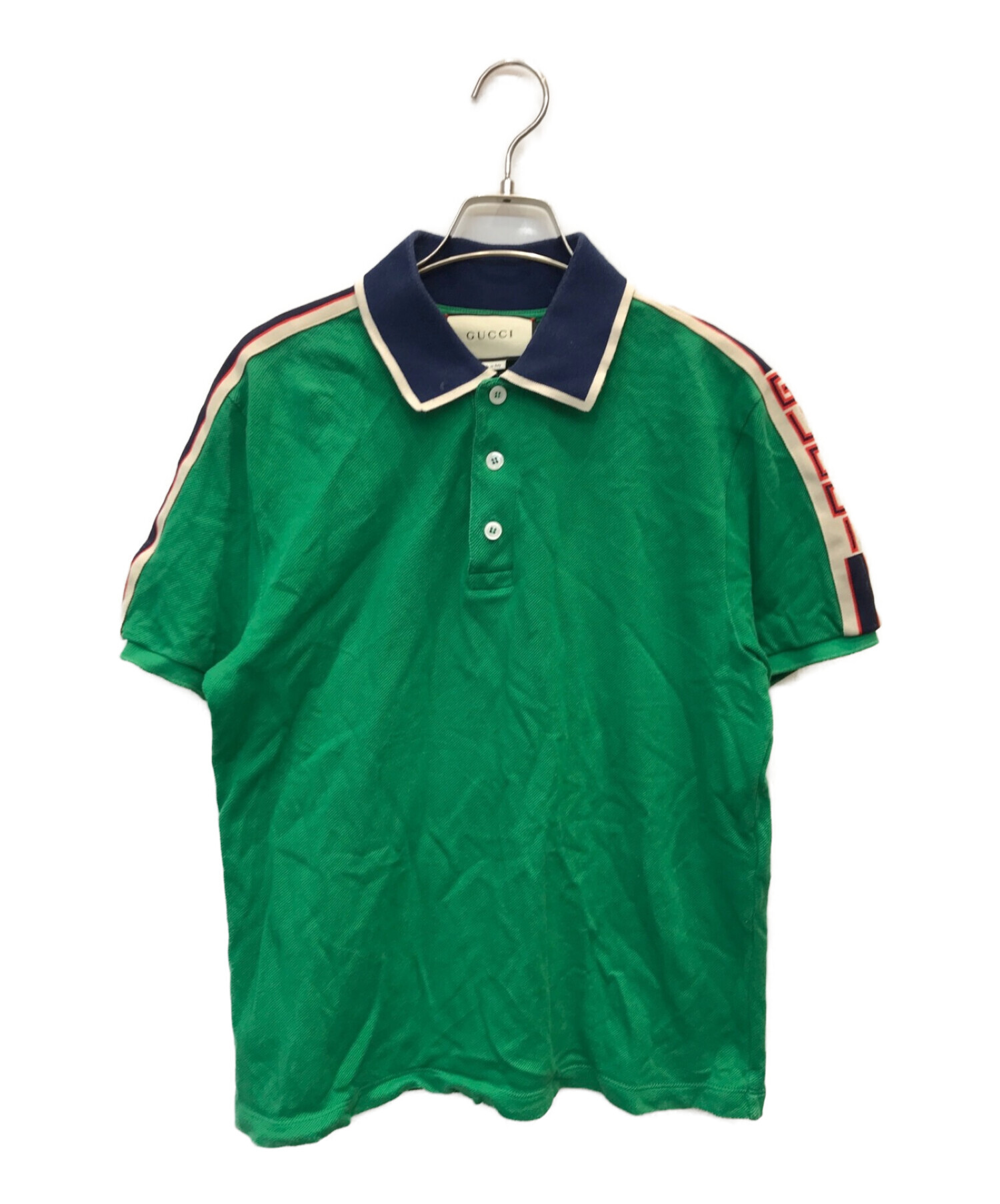 イタリアLグッチ 黒 ニットポロシャツ GGマーク L（小さめ） - ポロシャツ