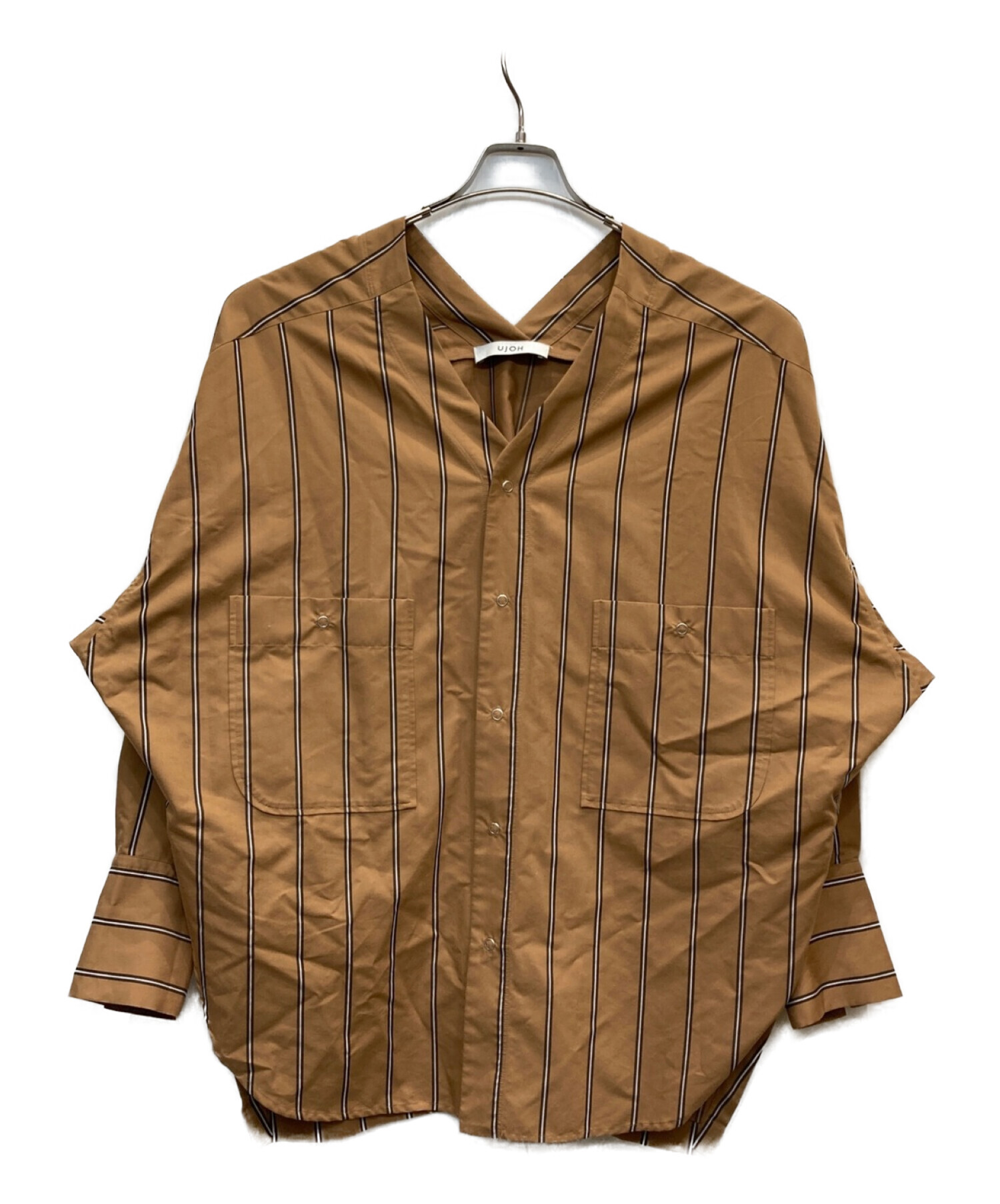 Ujoh (ウジョー) ストライプシャツジャケット ブラウン サイズ:2