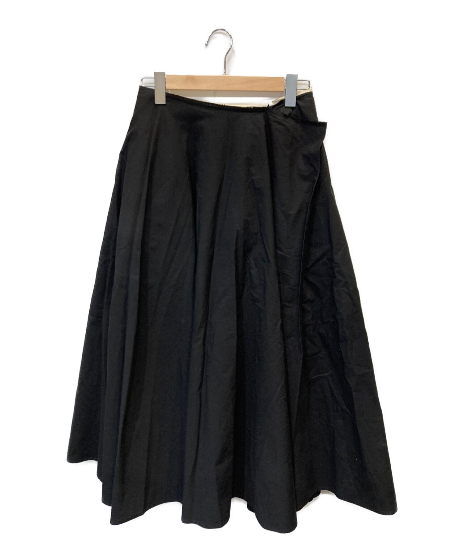 Yohji Yamamoto FEMME (ヨウジヤマモトファム) デザインラップロングスカート ブラック サイズ:1