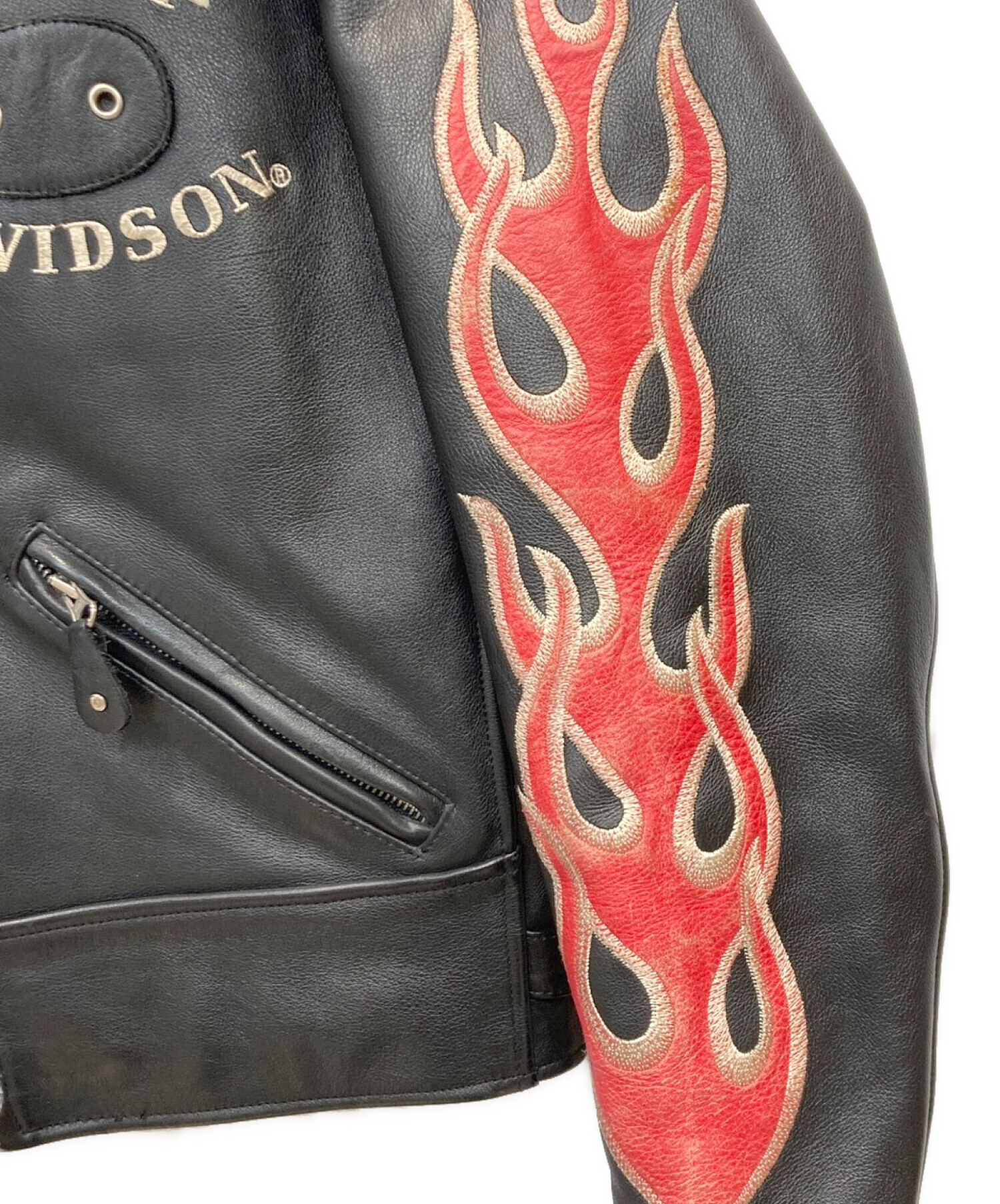 肩幅46Harley-Davidson レザージャケット　革ジャン　ファイヤーパターン