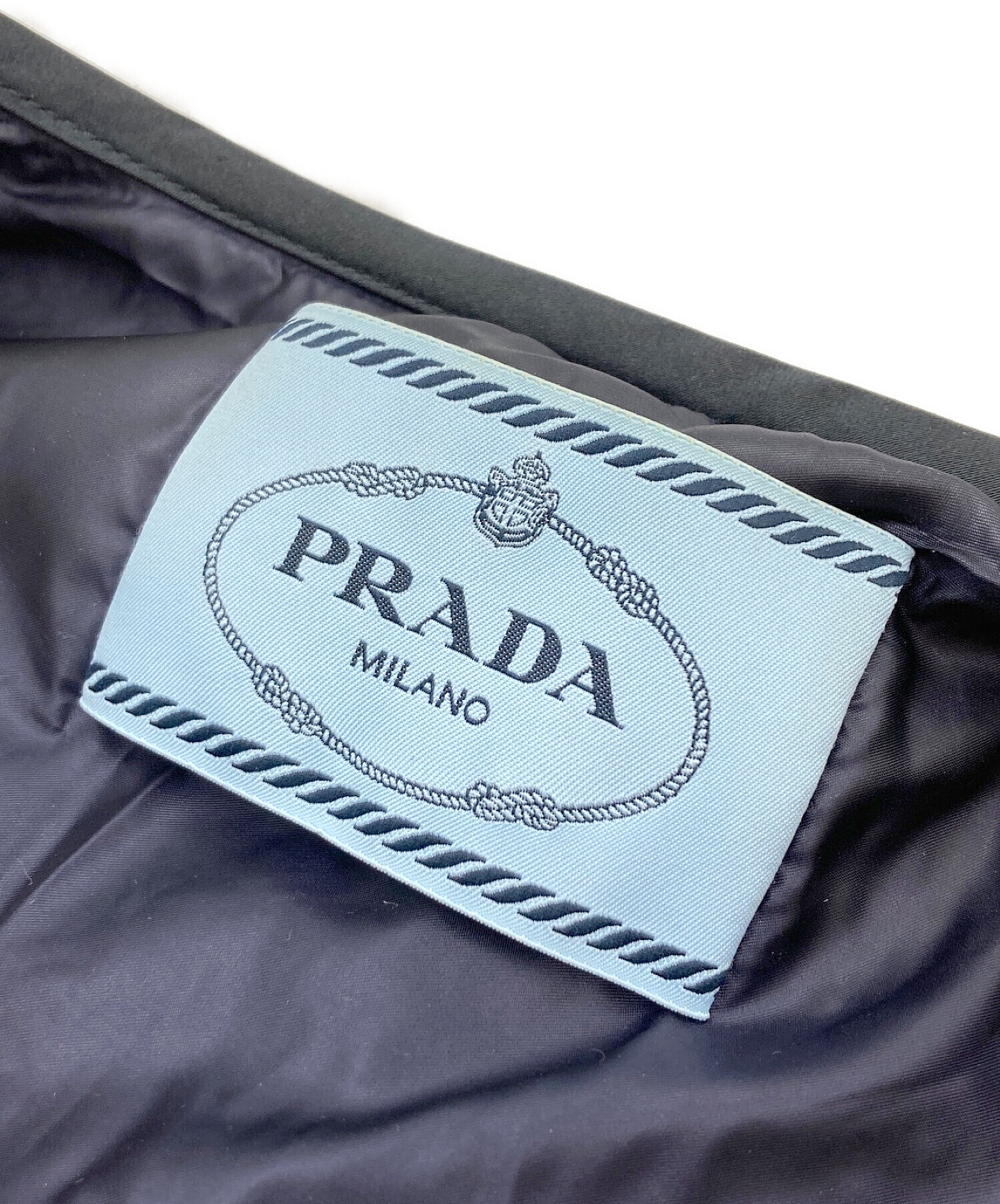 PRADA (プラダ) ノーカラーキルティングジャケット ネイビー サイズ:42