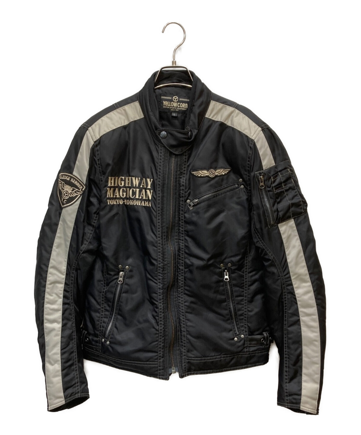 YELLOW CORN ビンテージ バックロゴ レザージャケット M ボルドー Yellow Corn (ライダース)