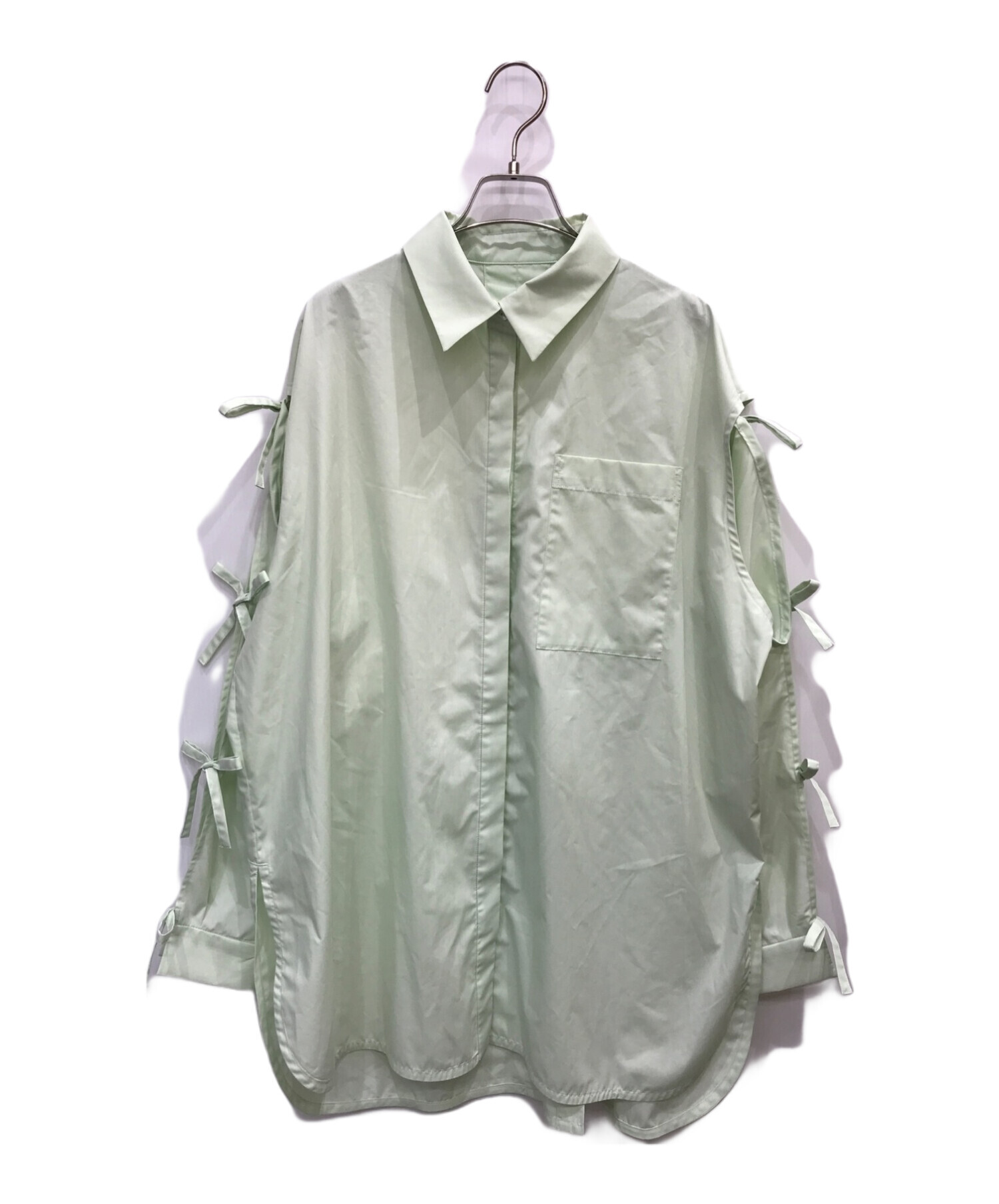 中古・古着通販】AMERI (アメリ) 2WAY RIBBON SLEEVE SHIRT ミント 