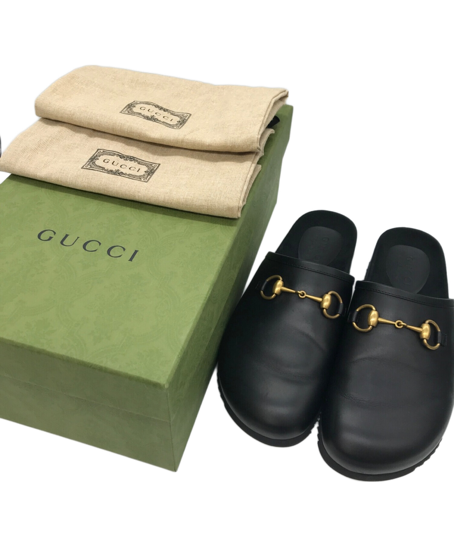 中古・古着通販】GUCCI (グッチ) ホースビットレザーサンダル ブラック 