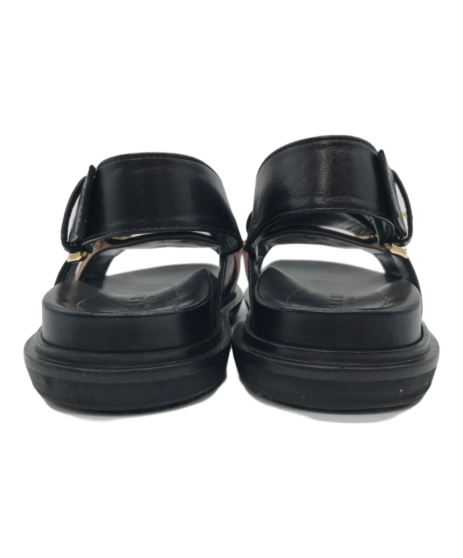 MARNIマルニ☆レザーサンダルクリスクロスフスベット☆黒ブラック☆36