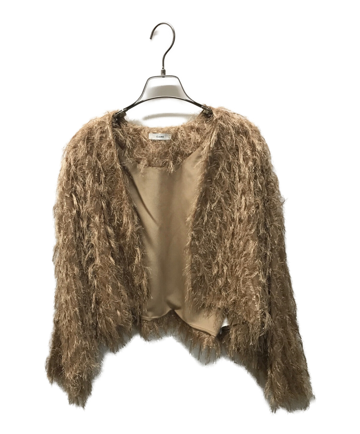 中古・古着通販】CLANE (クラネ) CROSS FRINGE BOLERO ベージュ サイズ  