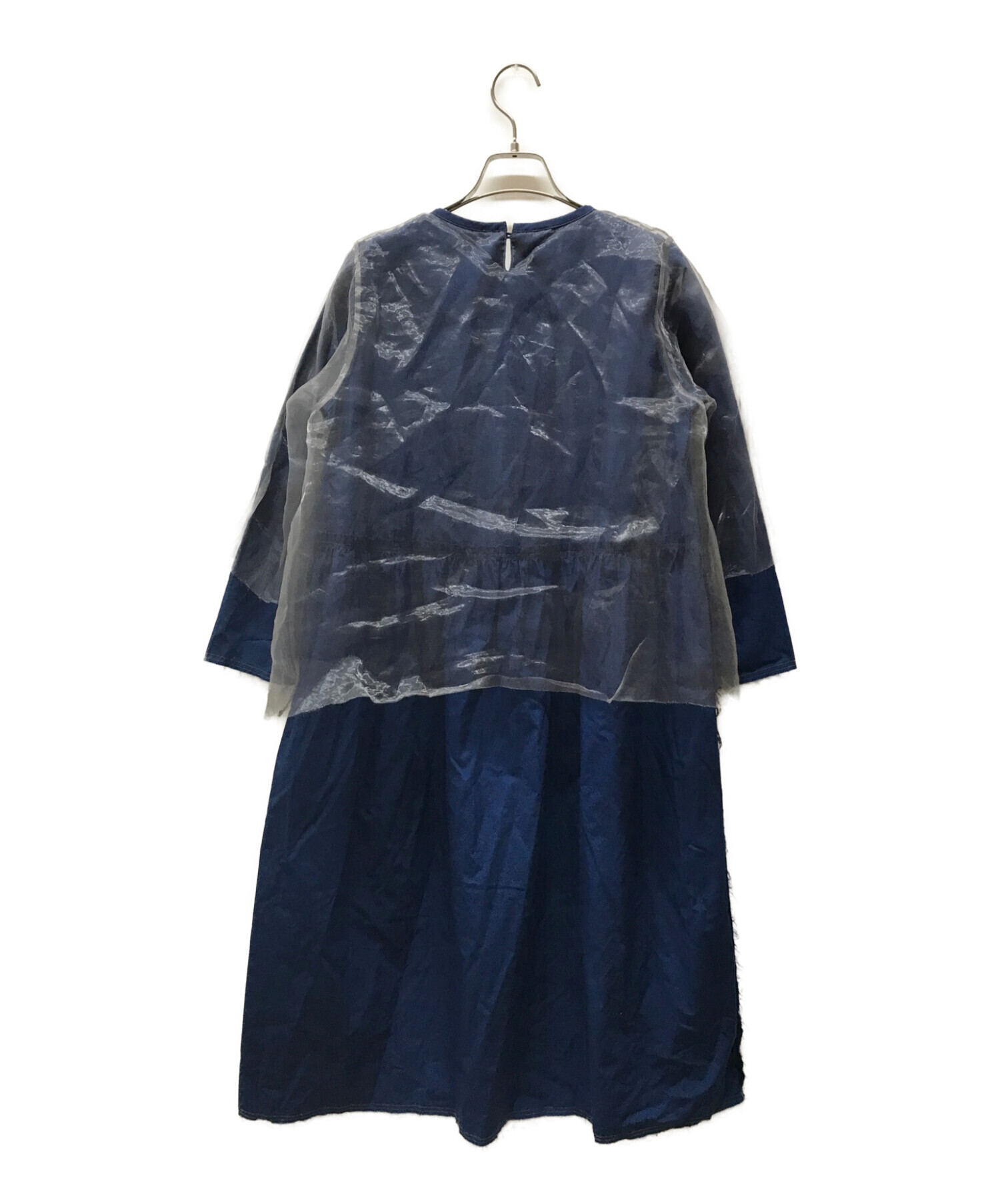 中古・古着通販】ZUCCA (ズッカ) シアーレイヤードワンピース ブルー 