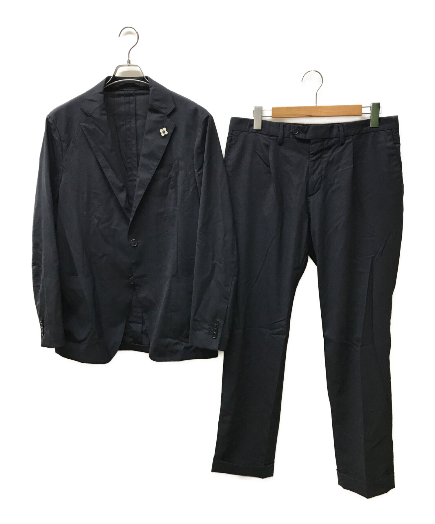 LARDINI easy wear ブラック ウールスーツ 50-