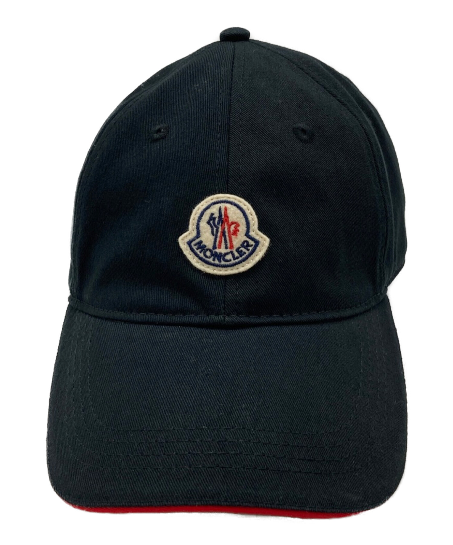 新品 MONCLER モンクレール ベースボールキャップ ロゴ入り帽子 ブラックコットンギャバジン