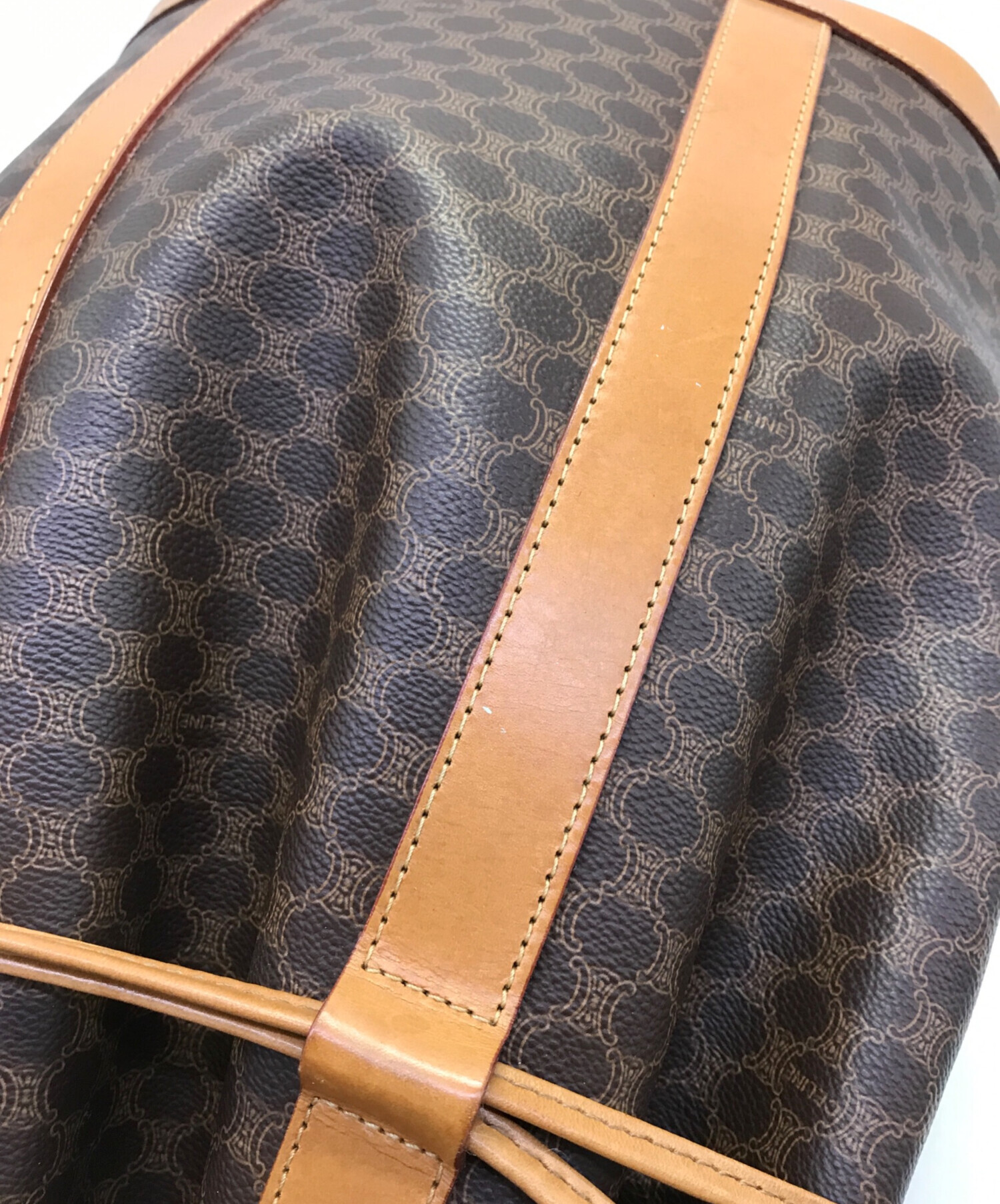 中古・古着通販】CELINE (セリーヌ) マカダム柄 巾着ショルダーバッグ  