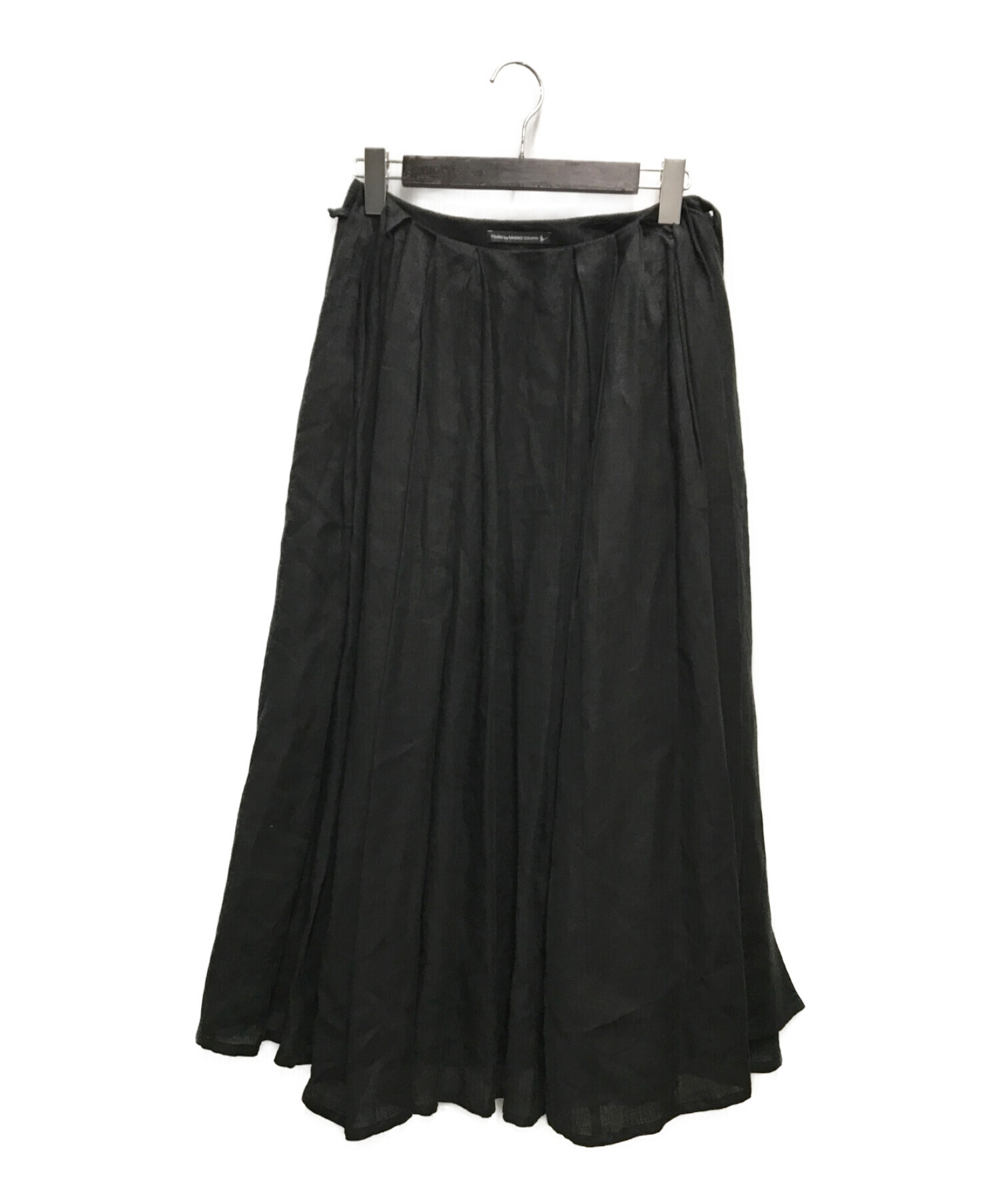 TSURU by MARIKO OIKAWA (ツルバイマリコオイカワ) リネンプリーツラップスカート　リネン巻スカート ブラック サイズ:-
