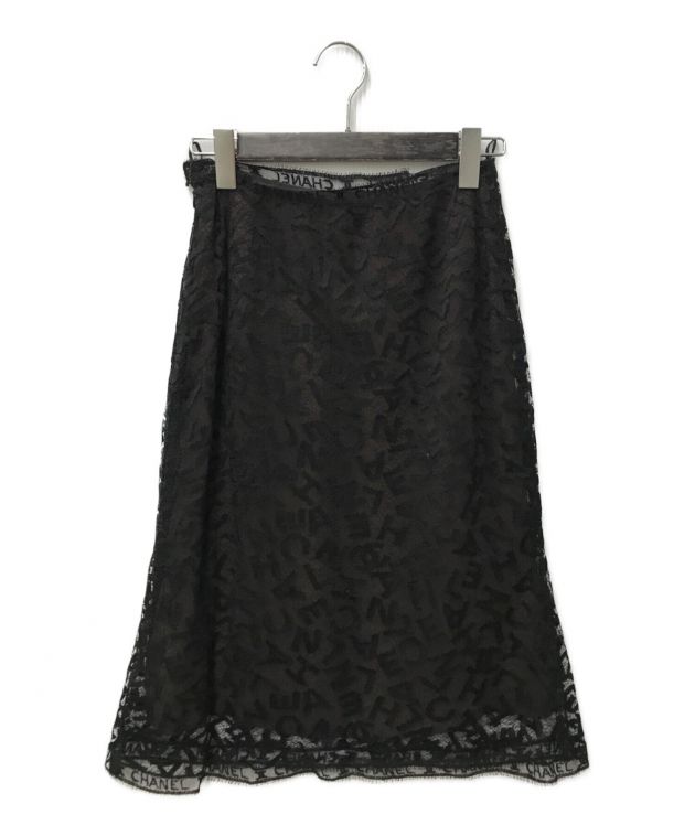 中古・古着通販】CHANEL (シャネル) レーススカート ブラック サイズ 