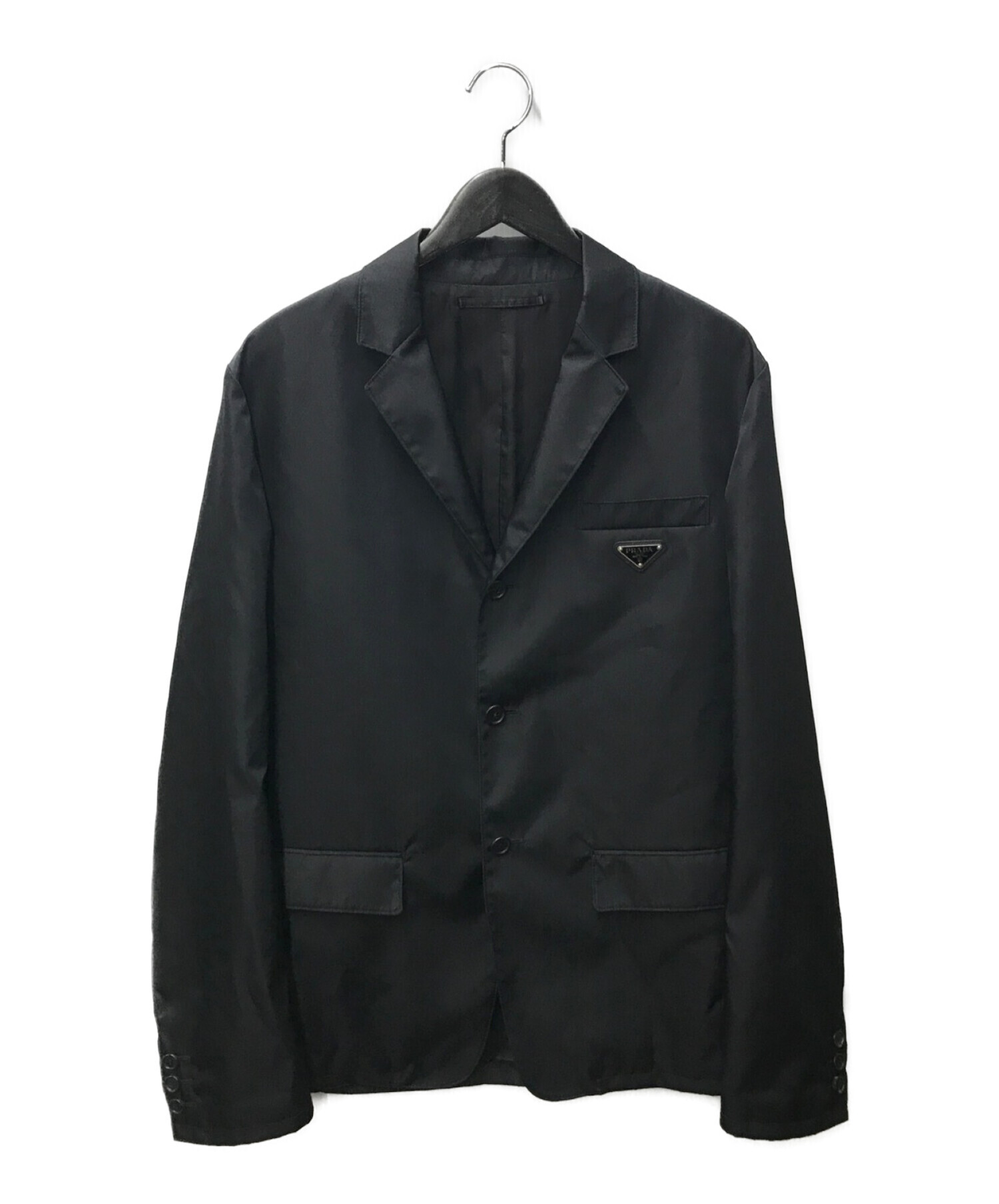 PRADA (プラダ) 21AW Re-Nylonシングルジャケット　ナイロンテーラードジャケット ブラック サイズ:50