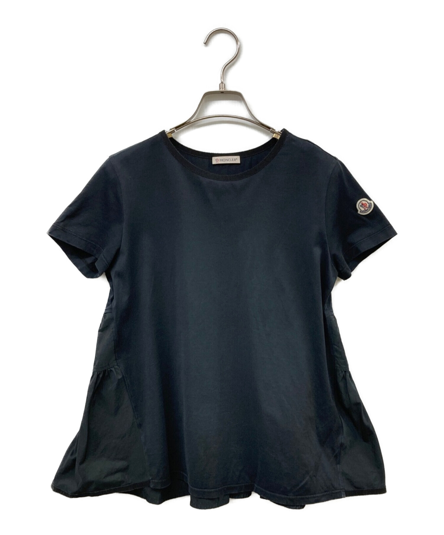 MONCLER (モンクレール) 切替フリルTシャツ 半袖カットソー ネイビー サイズ:XS