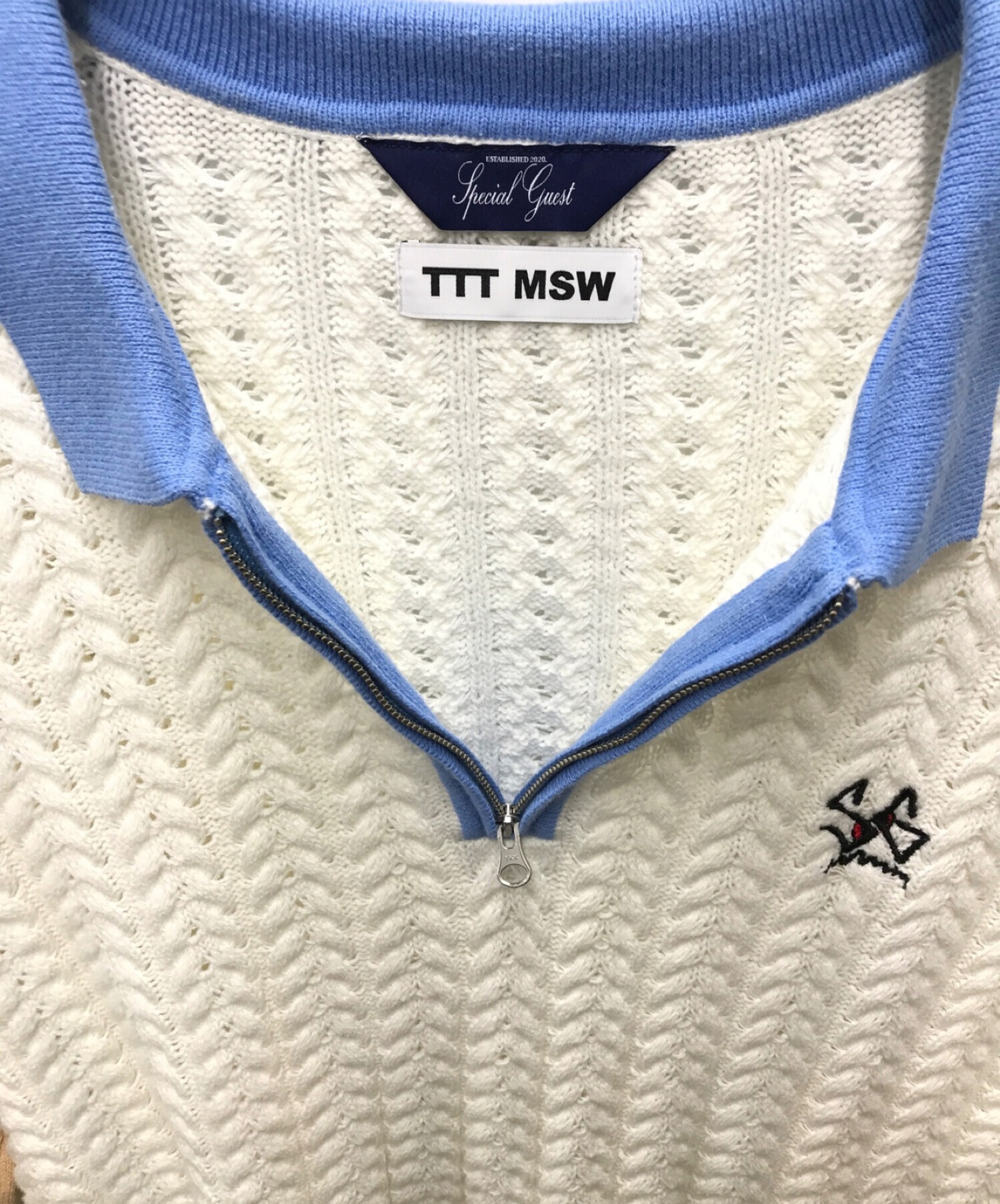 TTT MSW×SPECIAL GUEST (ティー×スペシャルゲスト) Knit Polo ホワイト×ベージュ サイズ:L