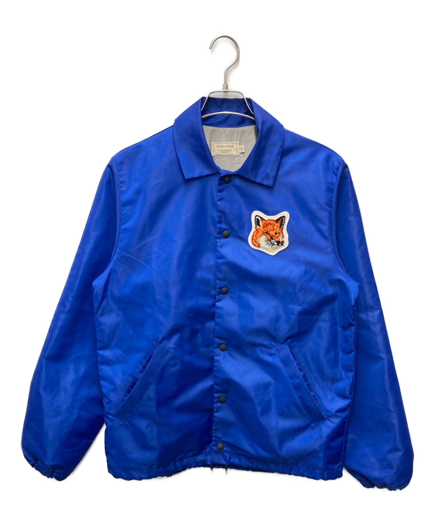 maison kitsune (メゾンキツネ) ベルベットフォックスヘッドコーチジャケット ブルー サイズ:ＸＳ