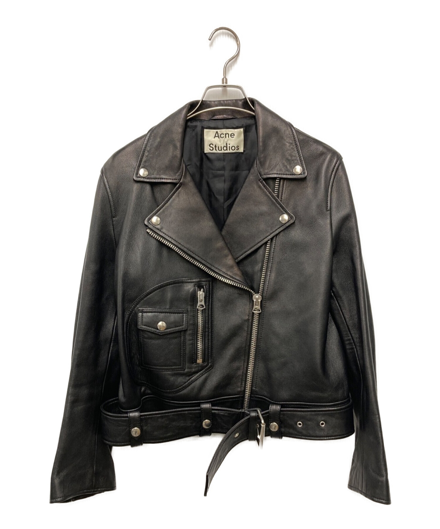 Acne studios (アクネストゥディオズ) レザーダブルライダースジャケット　 New Merlyn Leather Jacket ブラック  サイズ:32