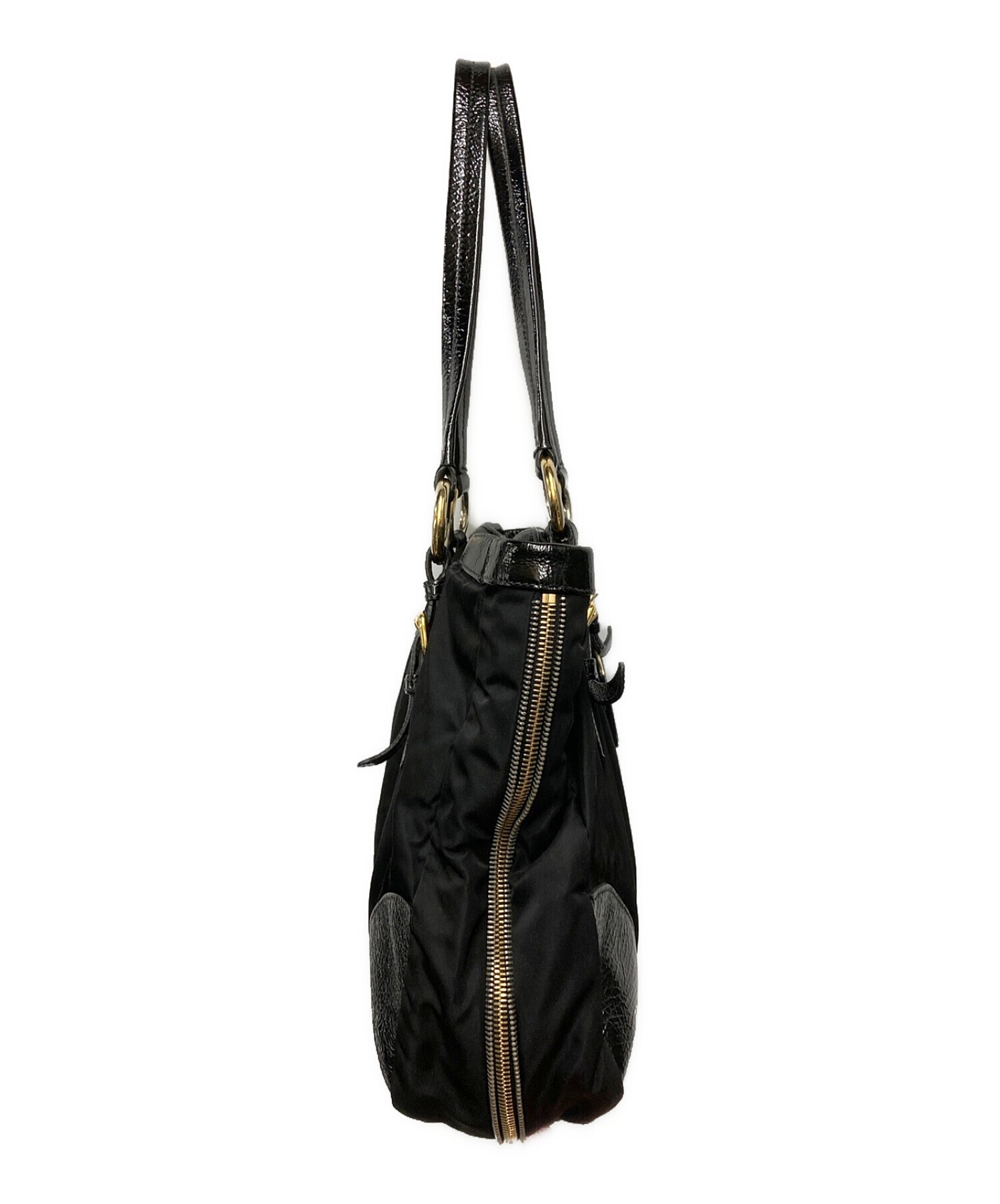 中古・古着通販】PRADA (プラダ) エナメルナイロンコンビトートバッグ 