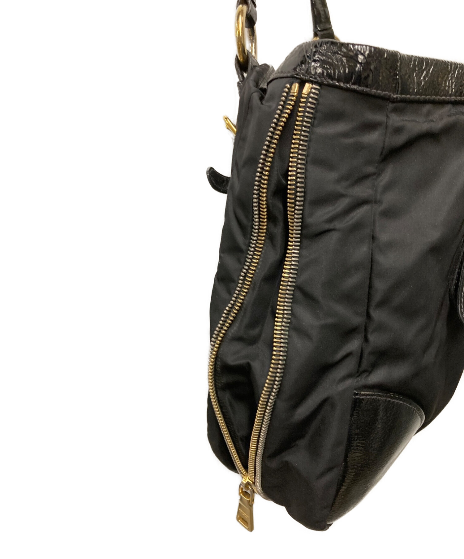 中古・古着通販】PRADA (プラダ) エナメルナイロンコンビトートバッグ 