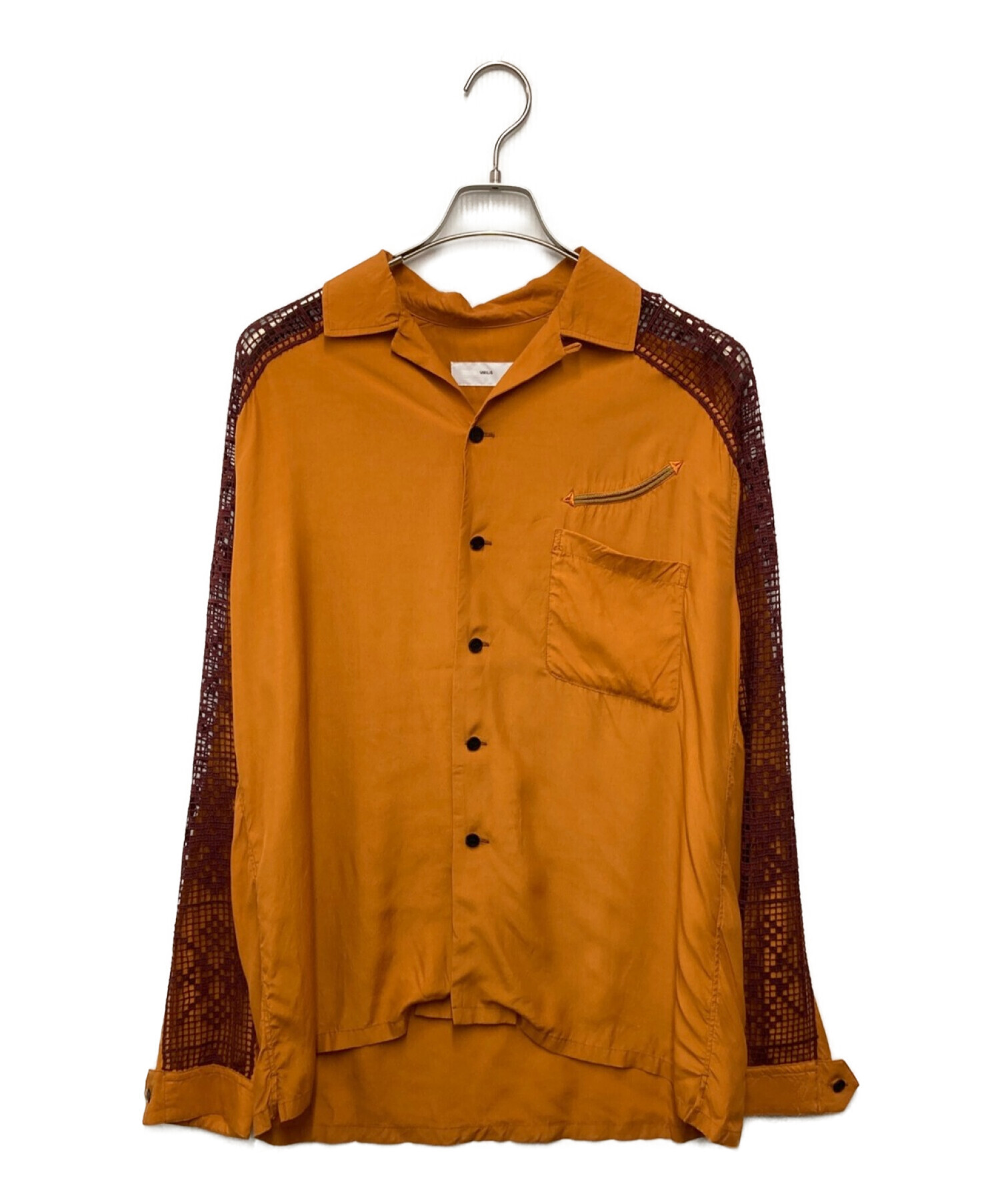 TOGA VIRILIS (トーガ ビリリース) 23SS RAYON LACE SHIRT レーヨンレースシャツ オレンジ サイズ:46