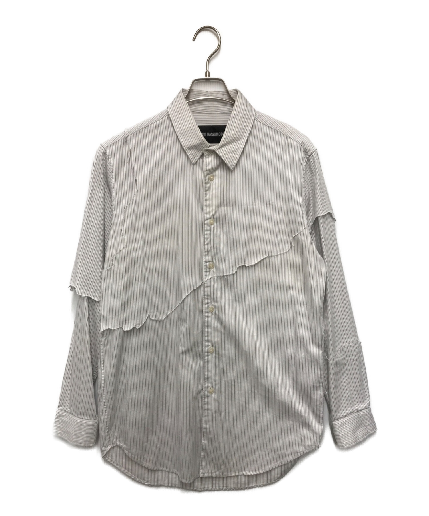 YUKI HASHIMOTO (ユウキハシモト) デザインストライプシャツ グレー サイズ:SIZE 48