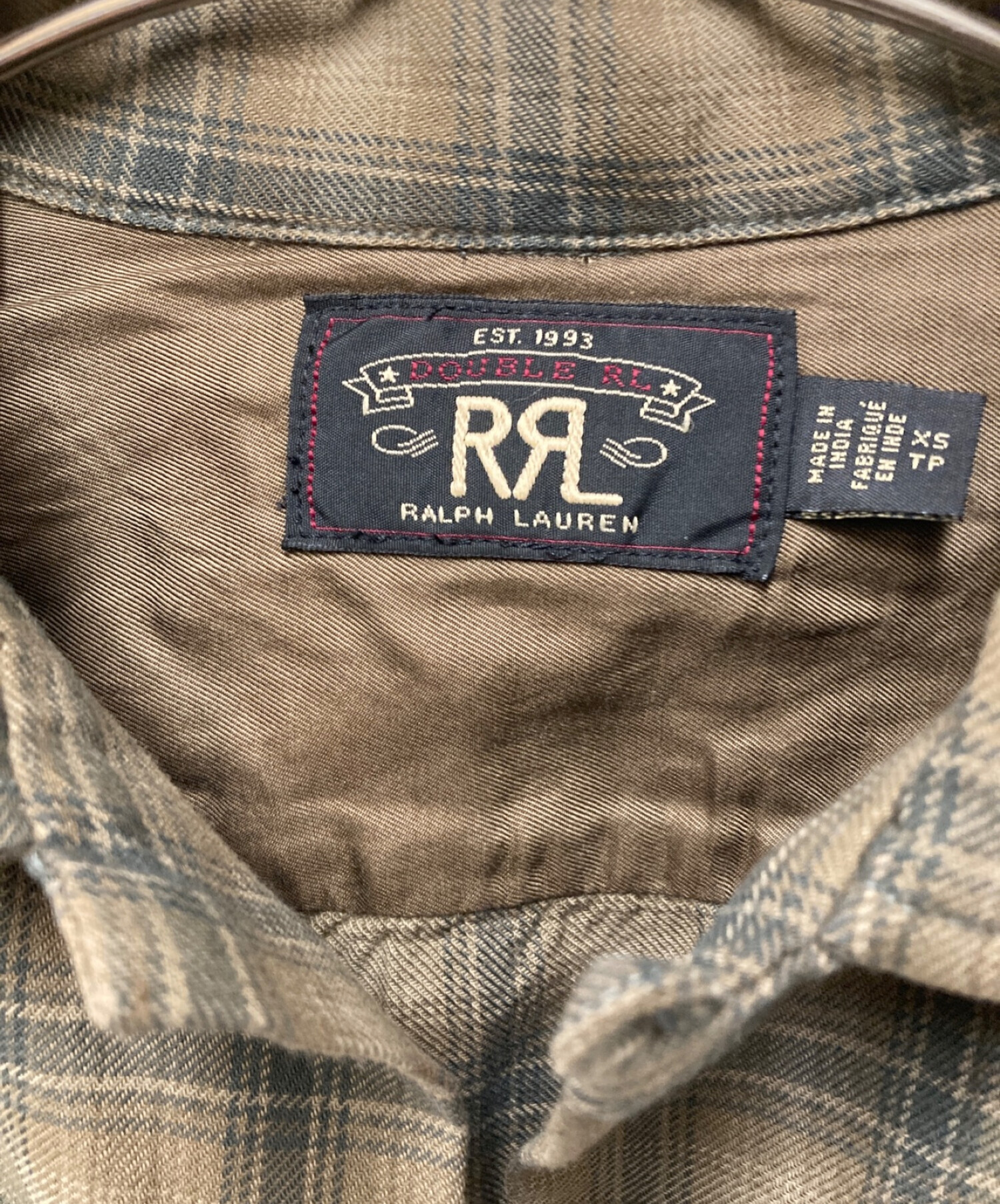 RRL (ダブルアールエル) ポケットチェックシャツ ブラウン サイズ:ＸＳ