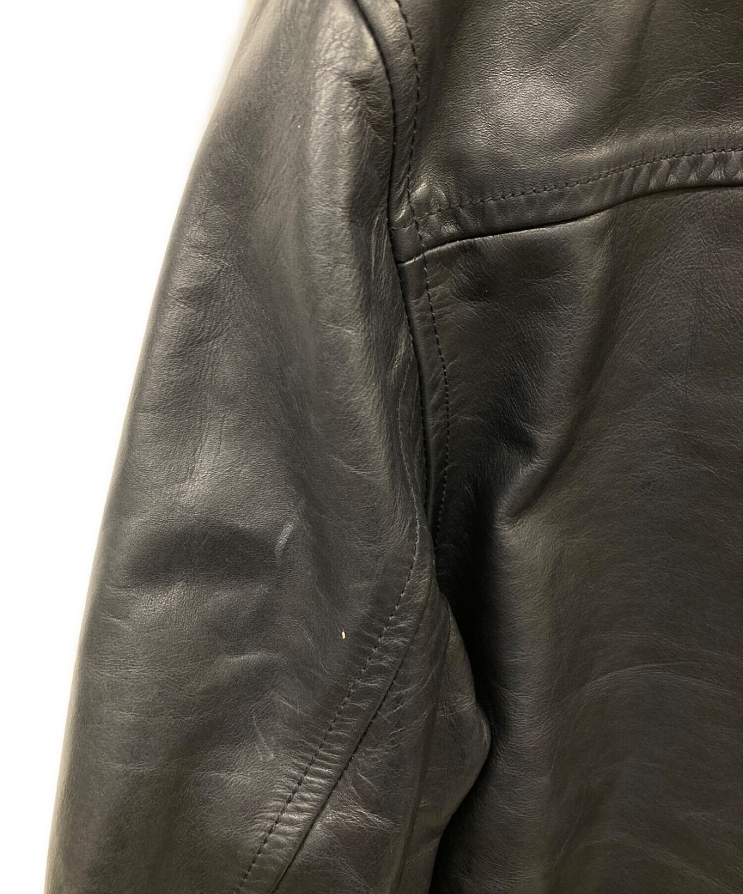 ck Calvin Klein (シーケーカルバンクライン) レザーライダースジャケット ブラック サイズ:L