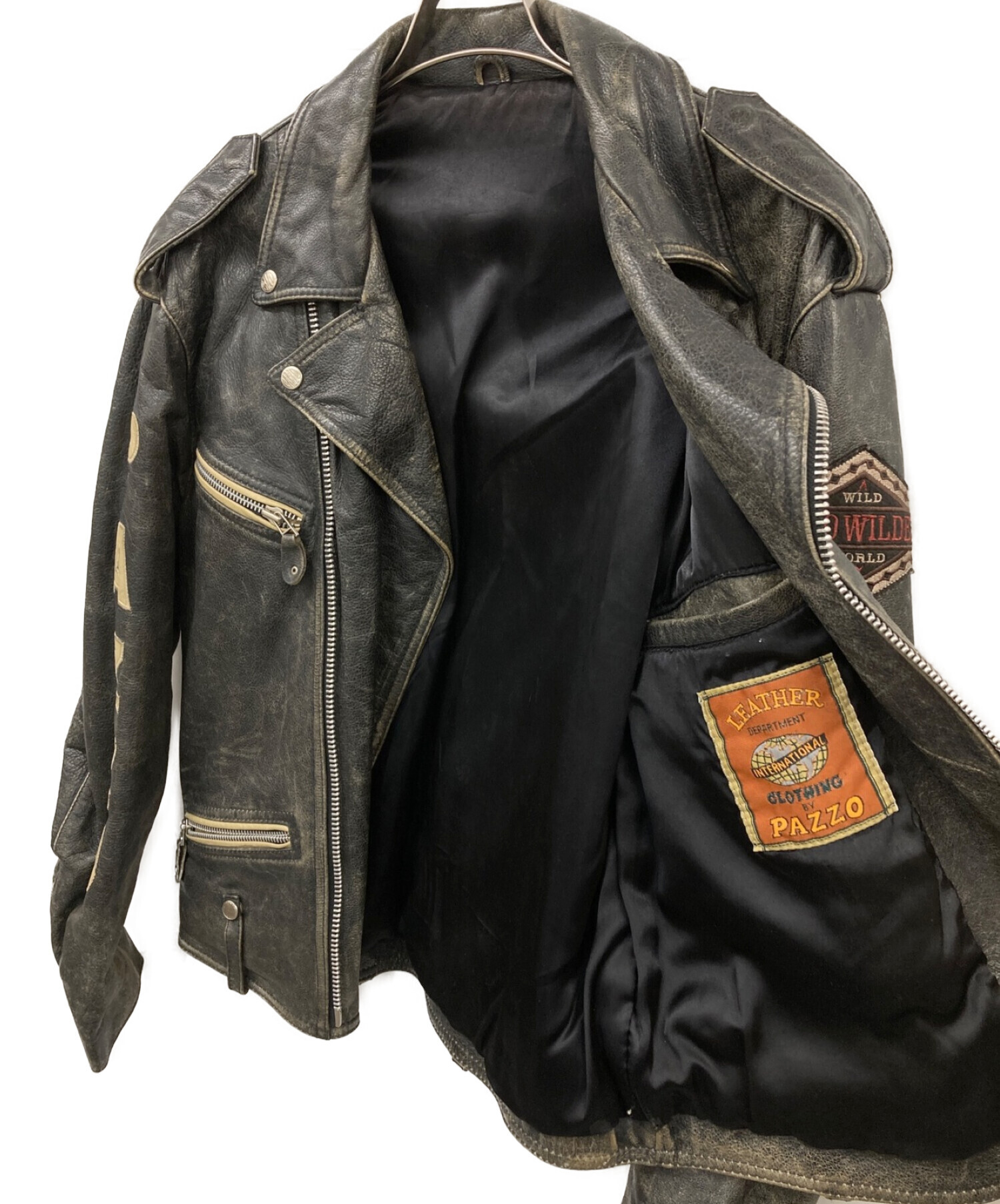 PAZZO (パッゾ) インディアンプリントダブルライダースジャケット ブラック サイズ:L