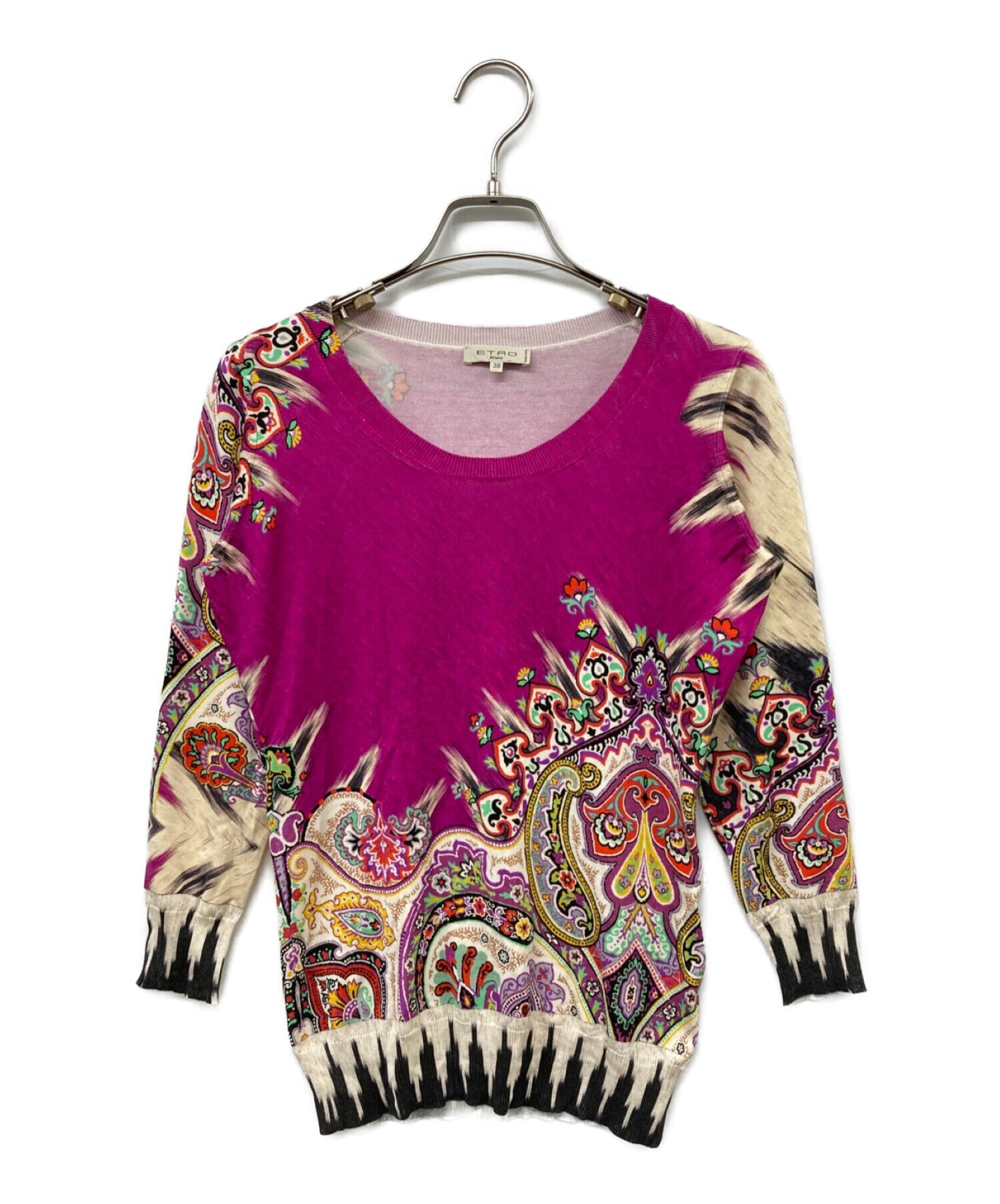 中古・古着通販】ETRO (エトロ) ペイズリー柄シルクニット ピンク 