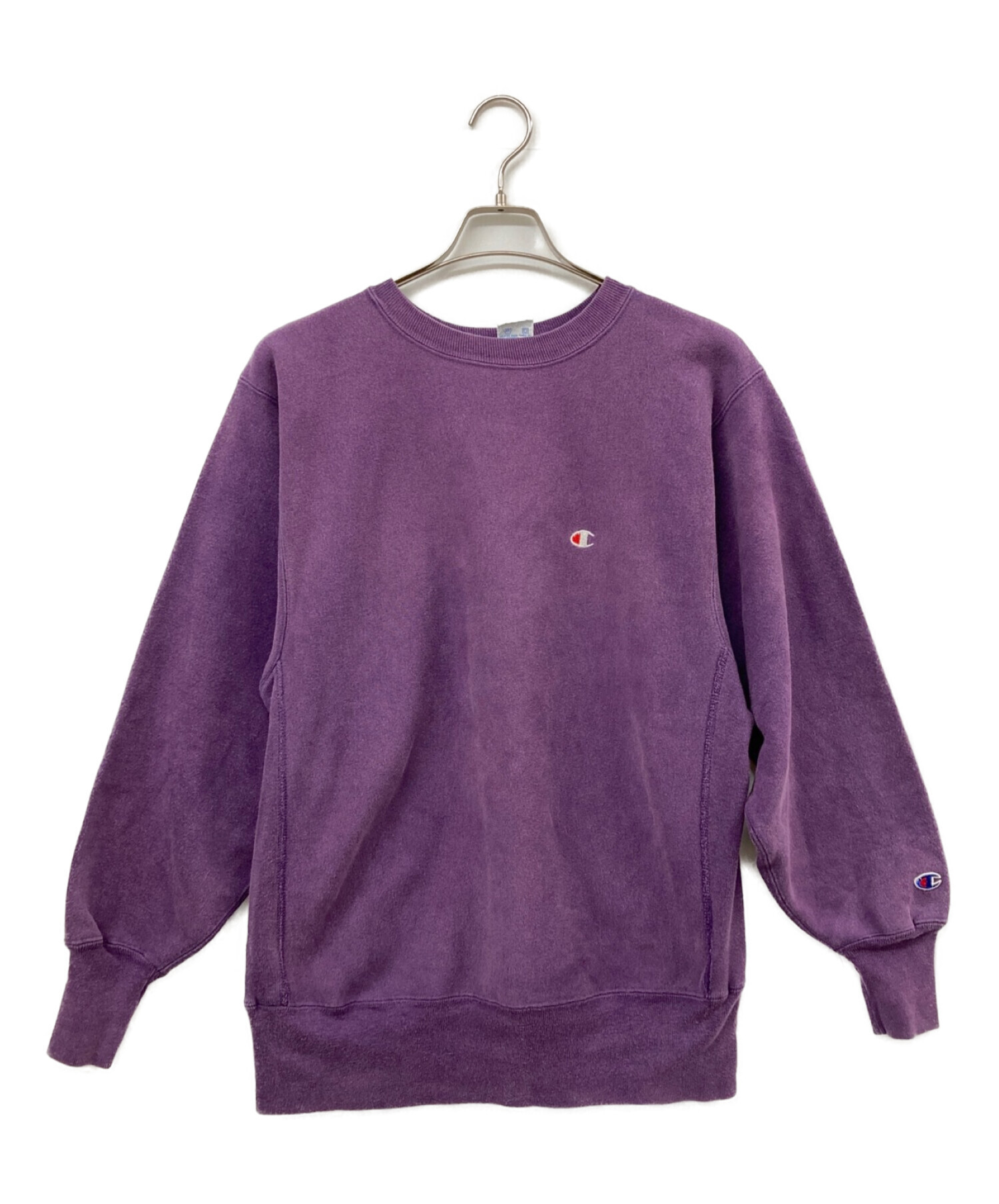90s刺繍タグusa製champion リバースウィーブ Ｌサイズ パープル紫