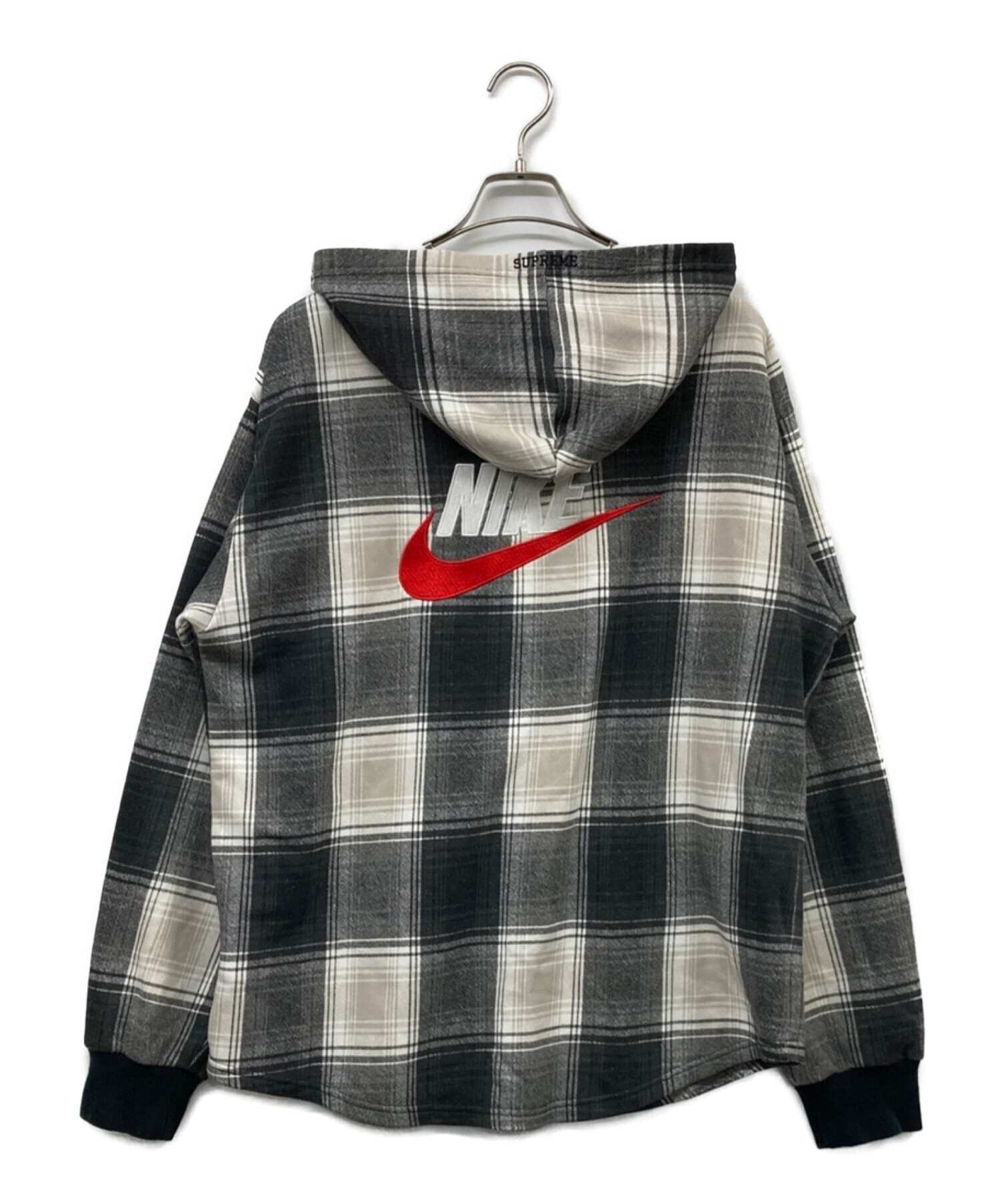 【L】Supreme Nike Plaid Hooded Sweatshirt