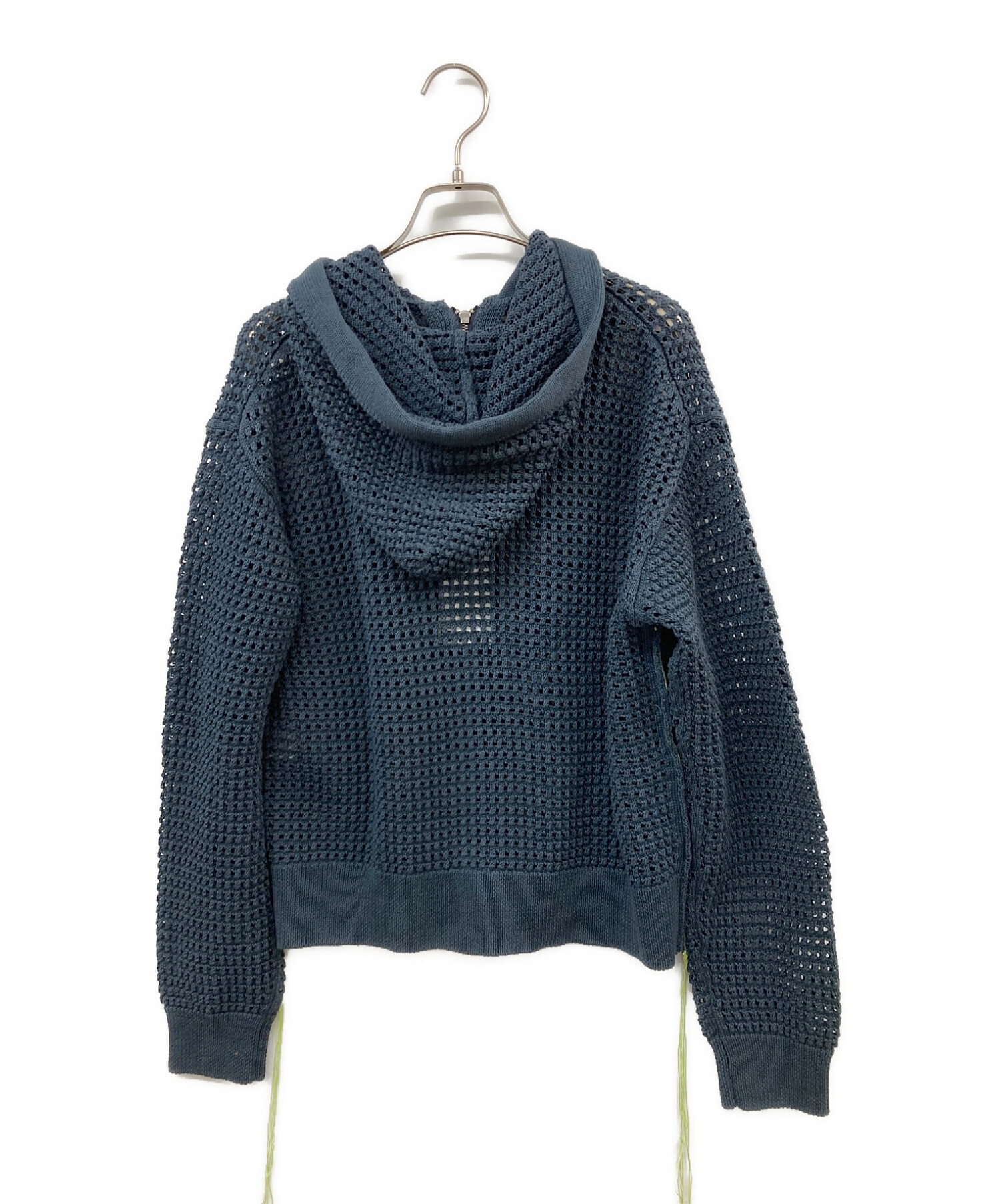 中古・古着通販】NKNIT (ンニット) mesh knit zip hoodie ネイビー 