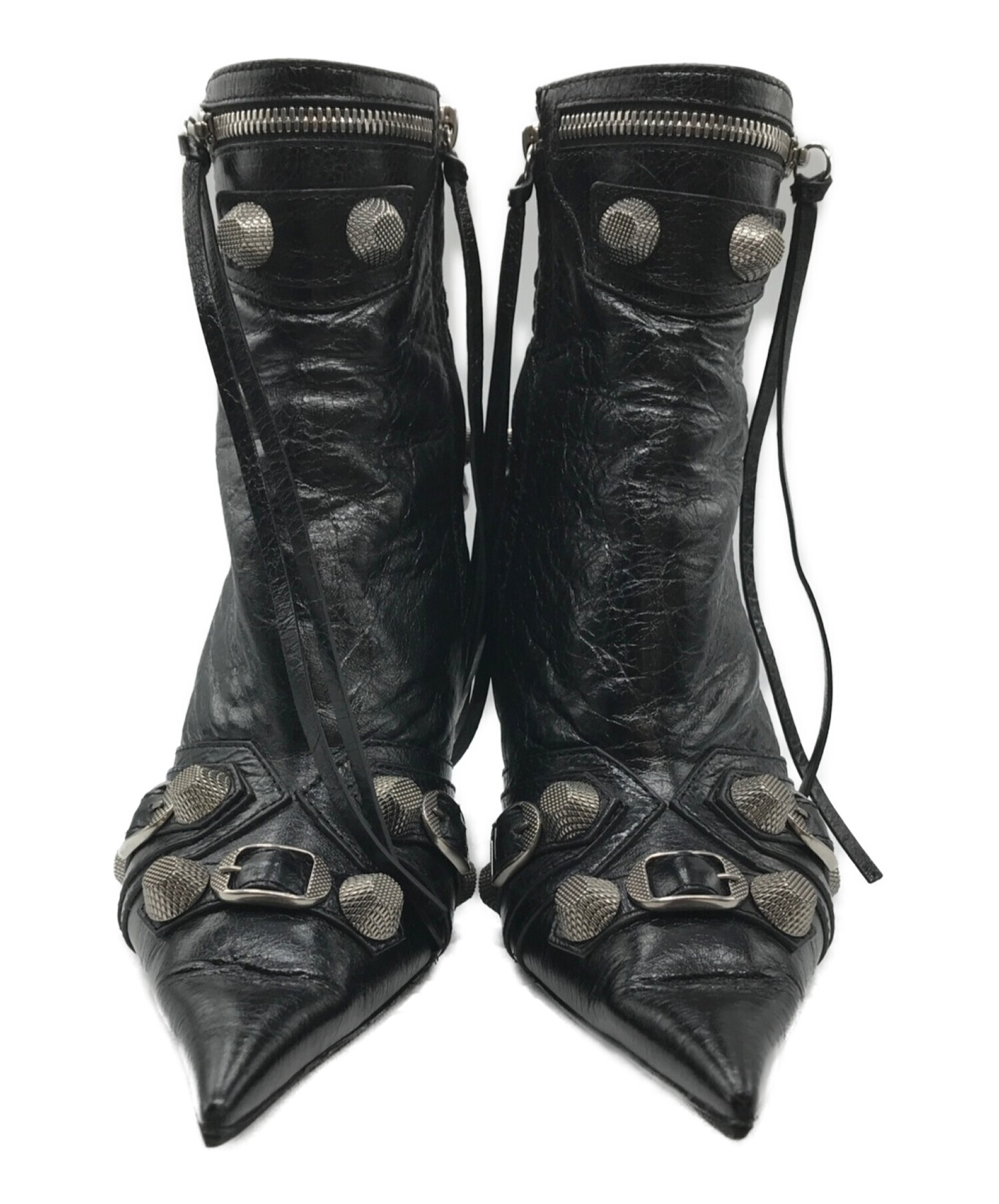 BALENCIAGA (バレンシアガ) Cagole 90 Ankle Boots スタッズアンクルブーツ ブラック サイズ:37