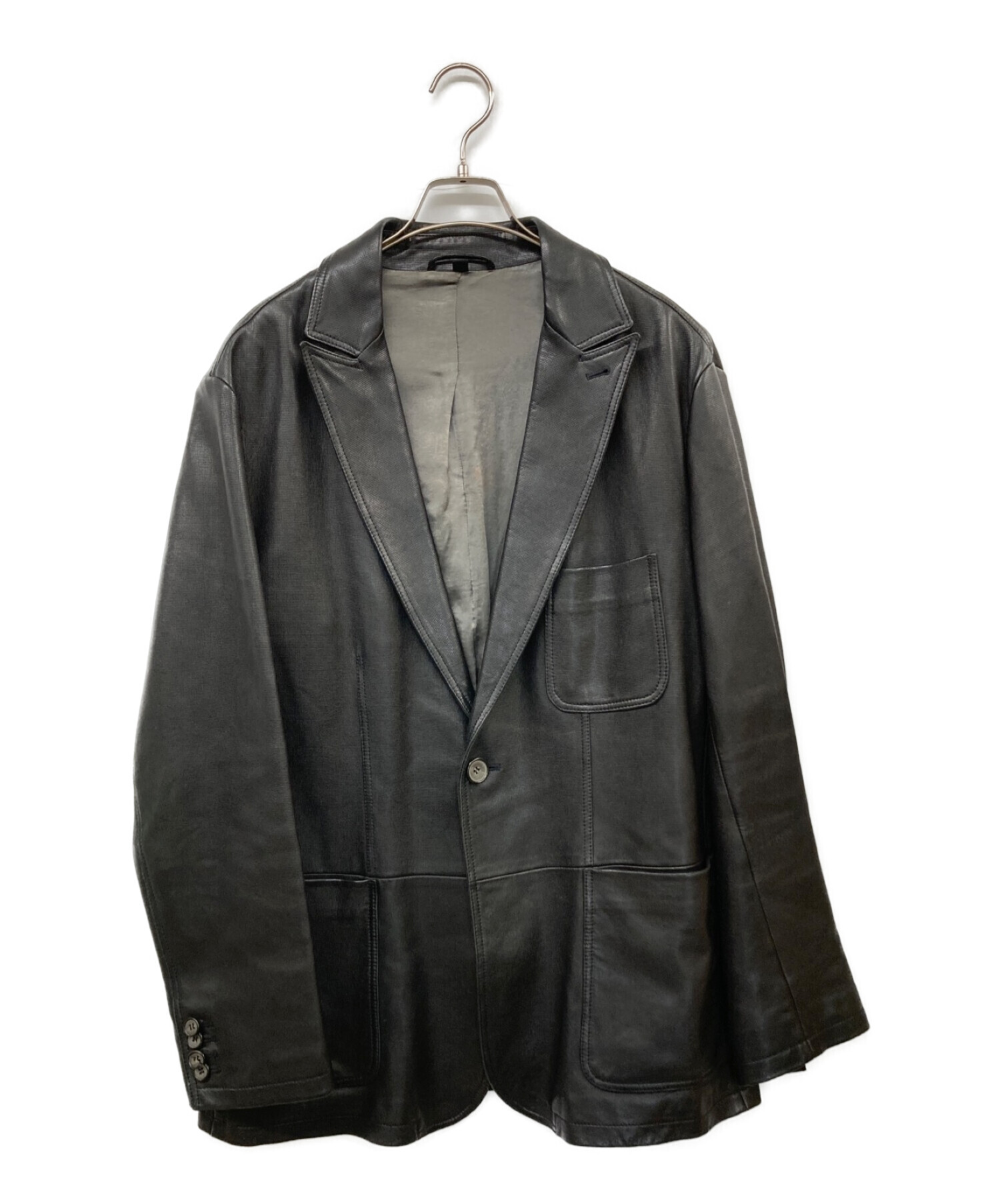 GIORGIO ARMANI (ジョルジョアルマーニ) ラムレザーテーラードジャケット ブラック サイズ:54