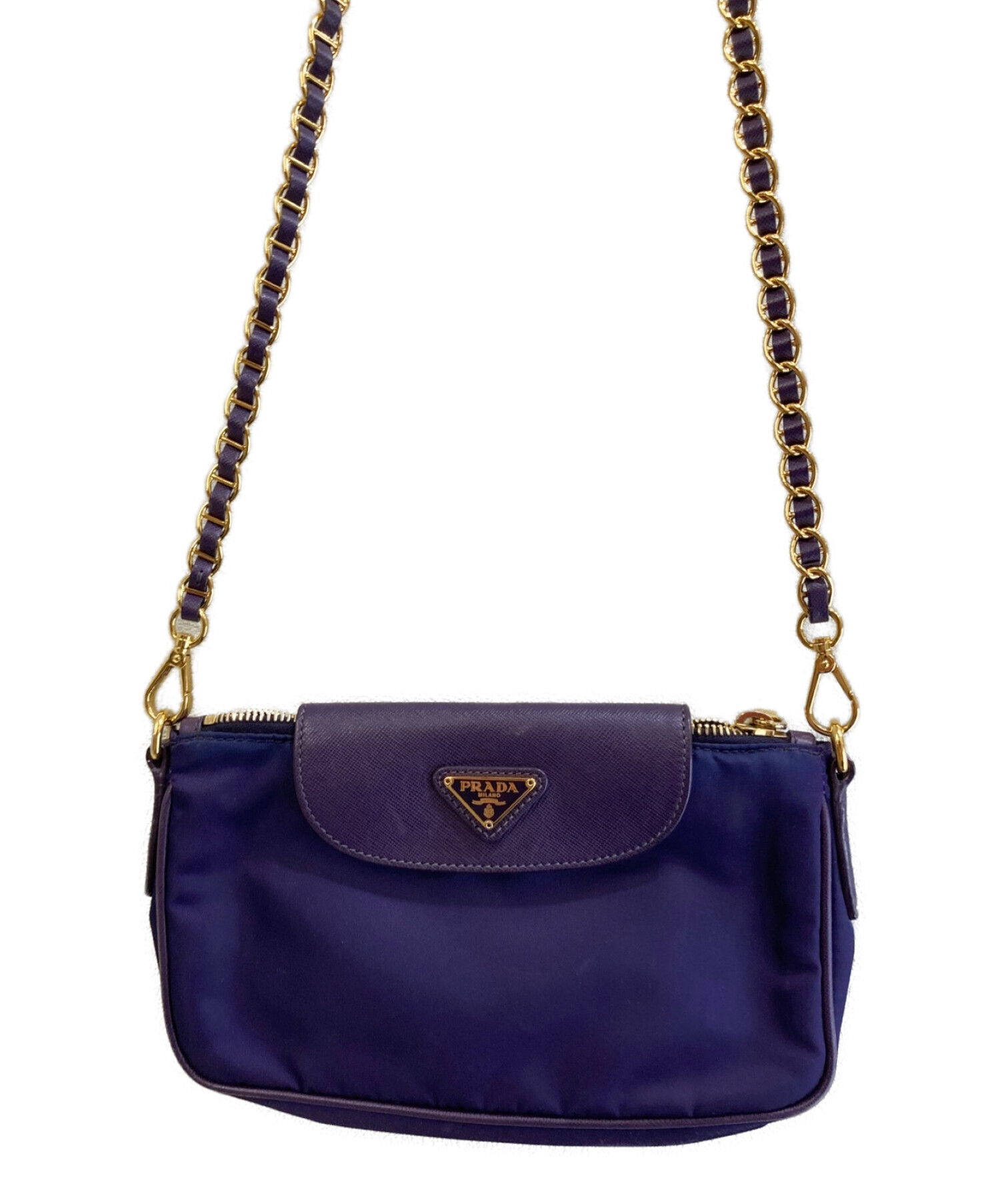 中古・古着通販】PRADA (プラダ) ナイロンショルダーバッグ パープル 