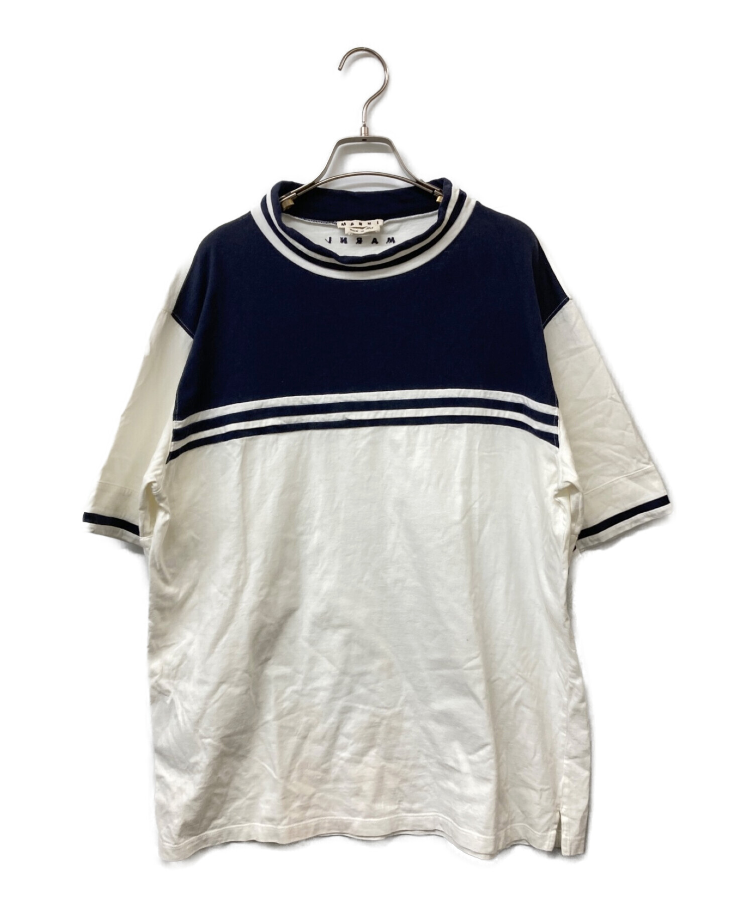 中古・古着通販】MARNI (マルニ) 切替Tシャツ ホワイト×ネイビー 