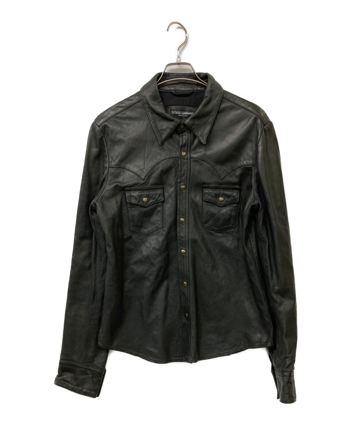 DOLCE & GABBANA (ドルチェ＆ガッバーナ) ウエスタンレザーシャツジャケット ブラック サイズ:50
