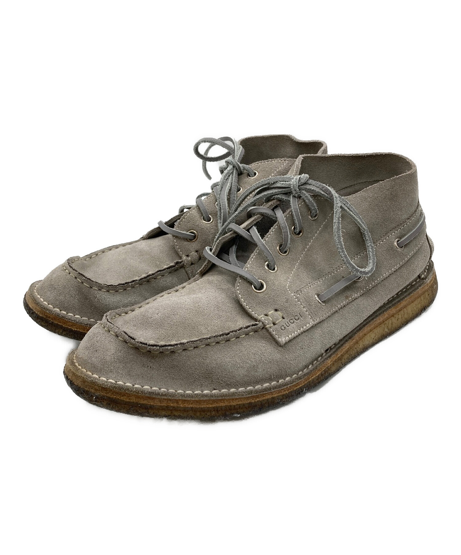 中古・古着通販】GUCCI (グッチ) アンクルハイスエードブーツ グレー 