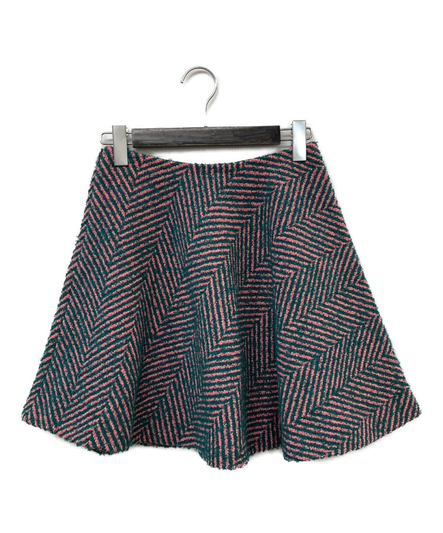 中古・古着通販】PRADA (プラダ) ツイードフレアスカート グリーン  